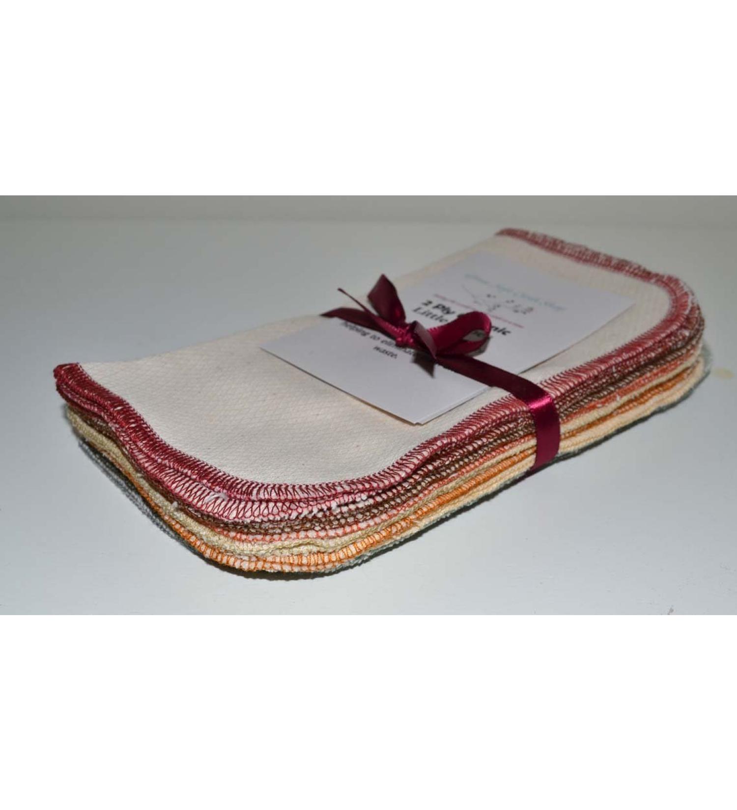 Organic Birdseye Washable Baby Wipes 8x8 inches - 20 Pack - GOTS Certified Cotton - Earthtone Assortment - Buy Online on GoSupps.com