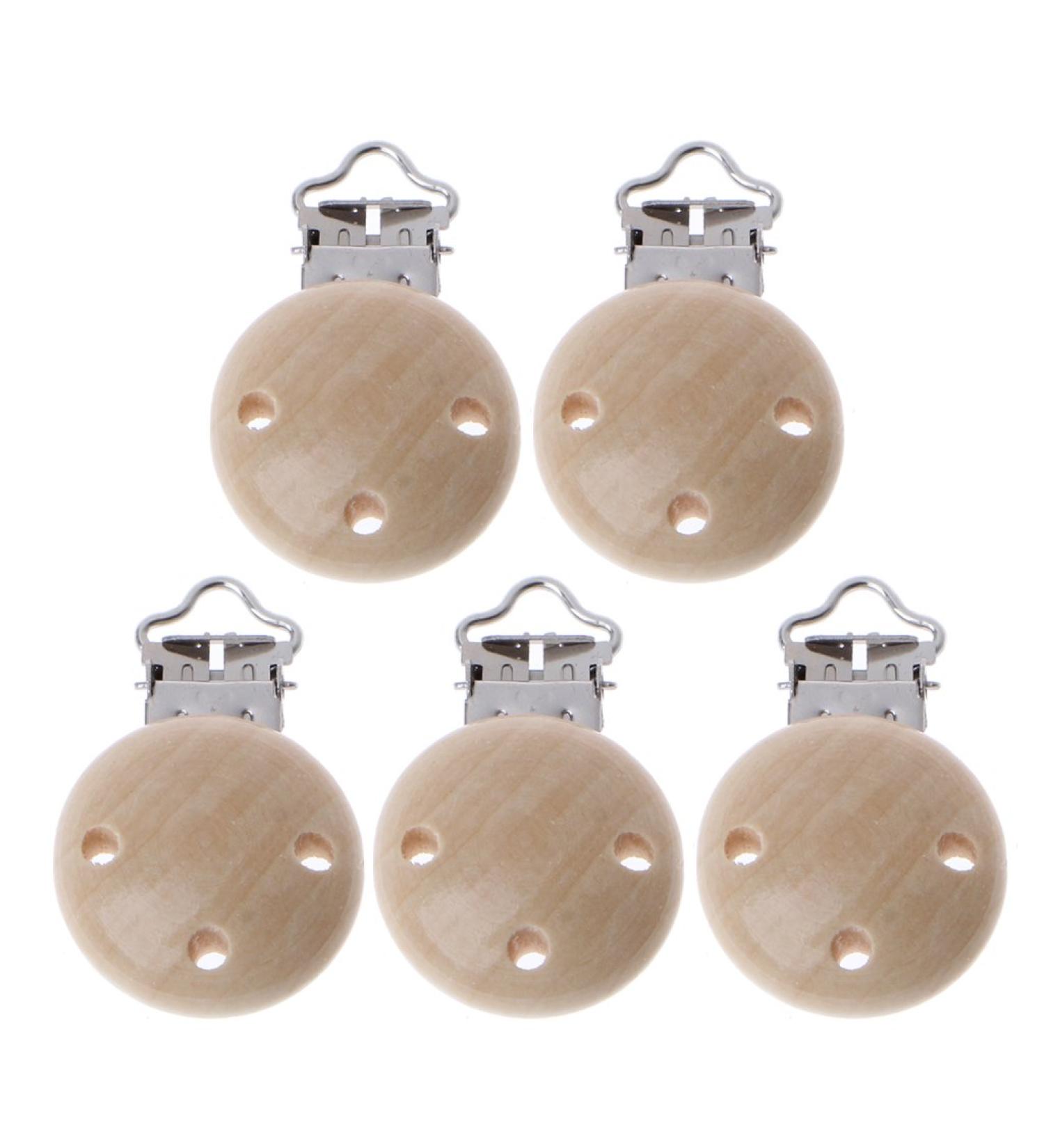 VAILANG 5pcs Metal Wooden Baby Pacifier Clips - Premium Infant Soother Clasps & Holders - Stylish & Safe Accessories for Newborns - Buy Online on GoSupps.com