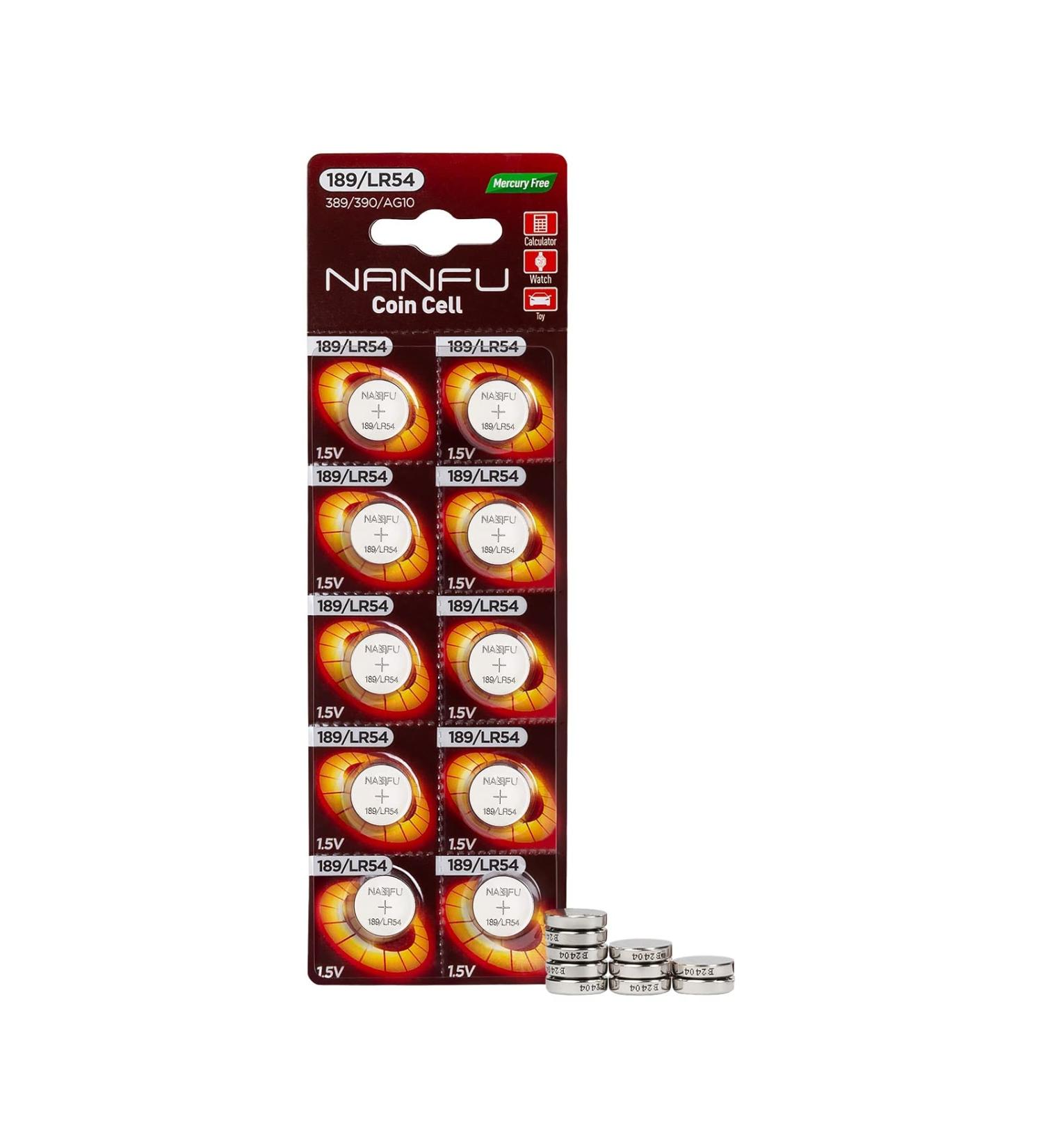 NANFU LR54/189 LR1130 L1131 389 390 AG10 Alkaline Coin Cell Batteries 1.5V 10 Pack - Buy Online on GoSupps.com