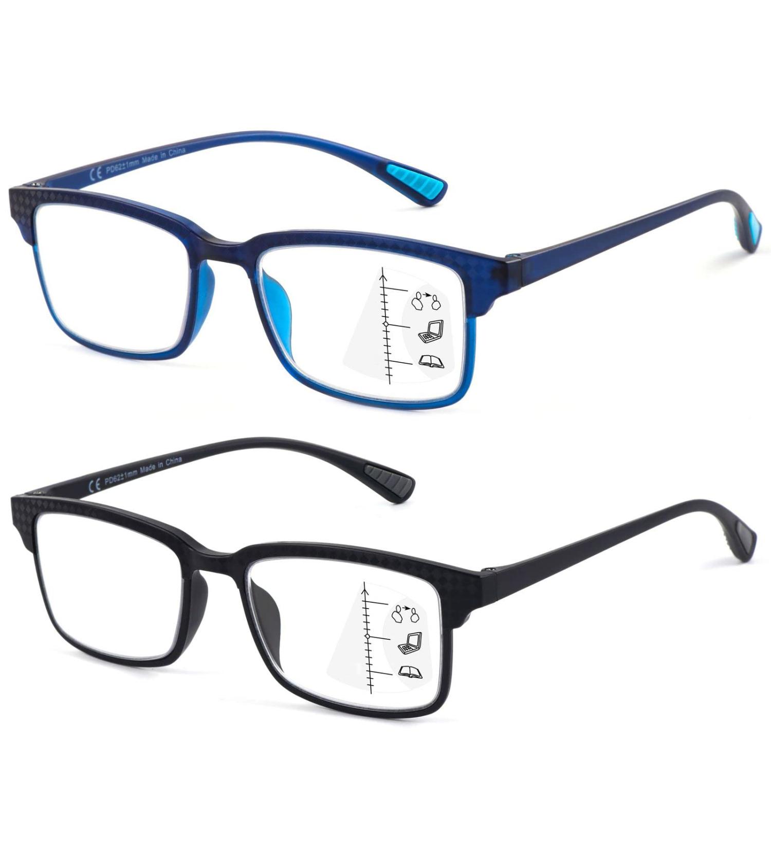 CARA 2 Pack Progressive Multifocus Reading Glasses | Blue Light Blocking Computer Readers | Flexible TR90 Frame | Workspace for Near Range (C1 2.00 Diopters) - Buy Online on GoSupps.com
