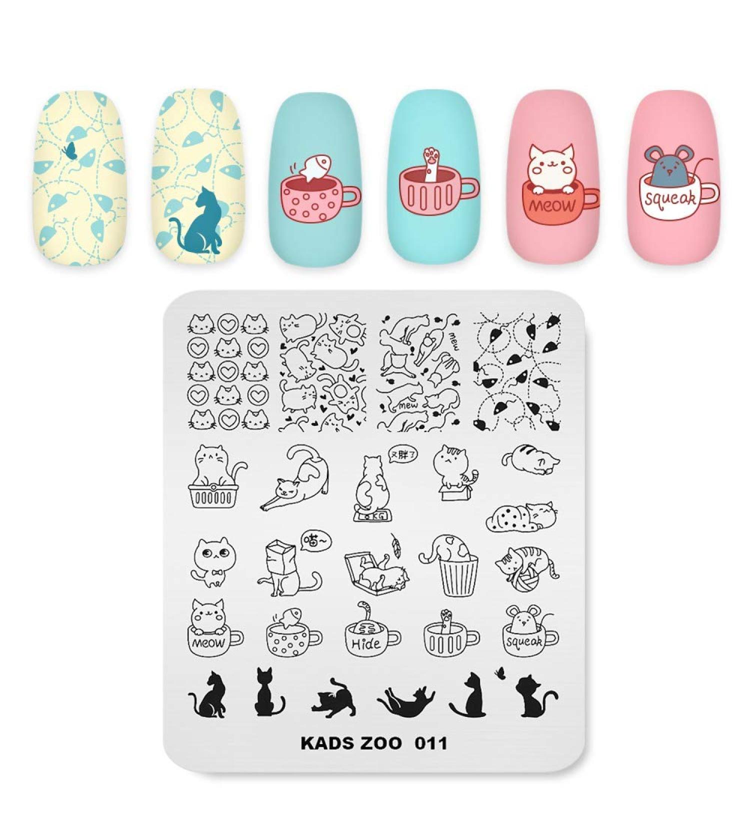 Alexnailart Nail Stamp Plates - Creative Cartoon Animal Designs | DIY Manicure Tools & Templates - Buy Online on GoSupps.com