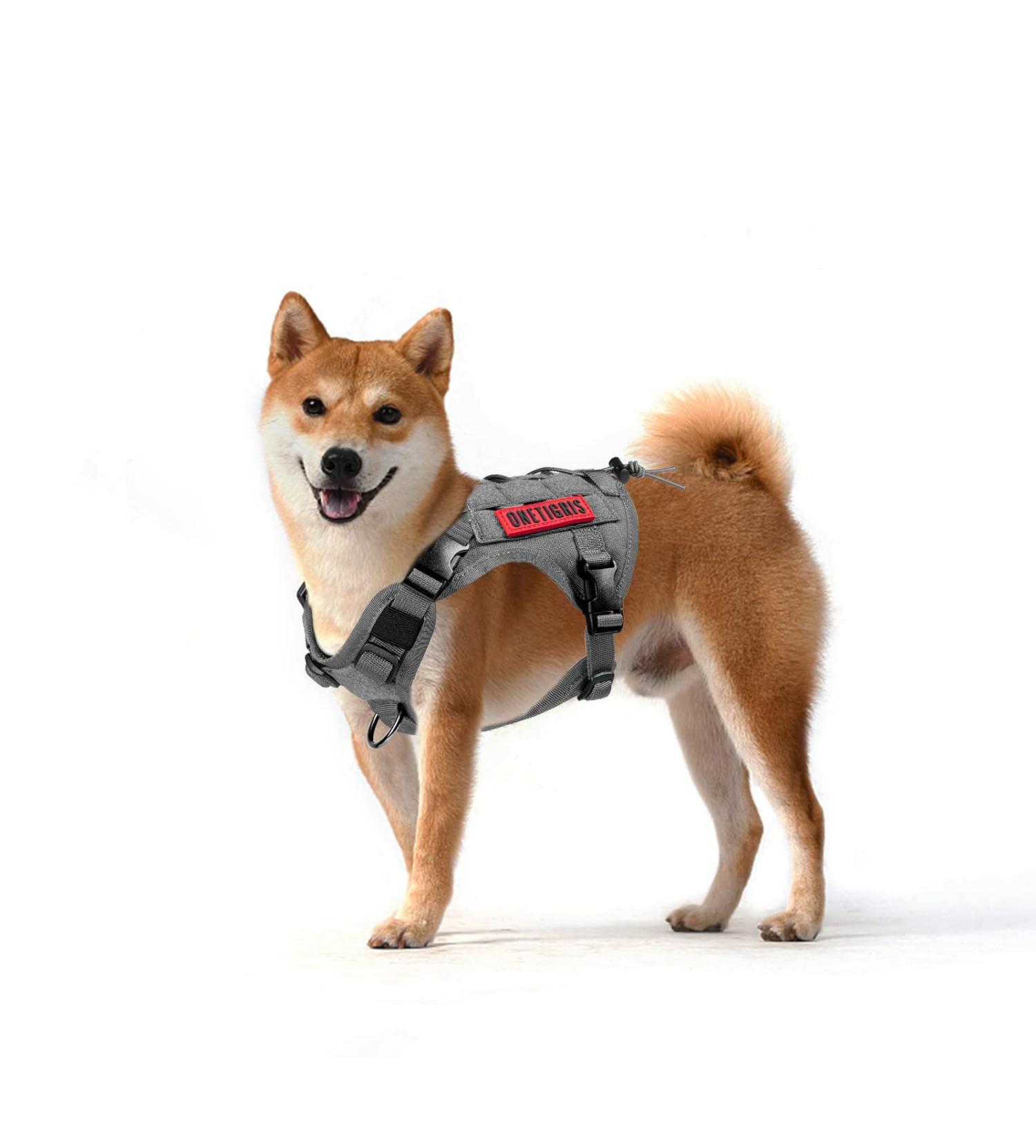 OneTigris FIRE Watcher Tactical Dog Harness - MOLLE Training Vest for Service Dogs | 1000D Nylon (Small Gray) - Buy Online on GoSupps.com
