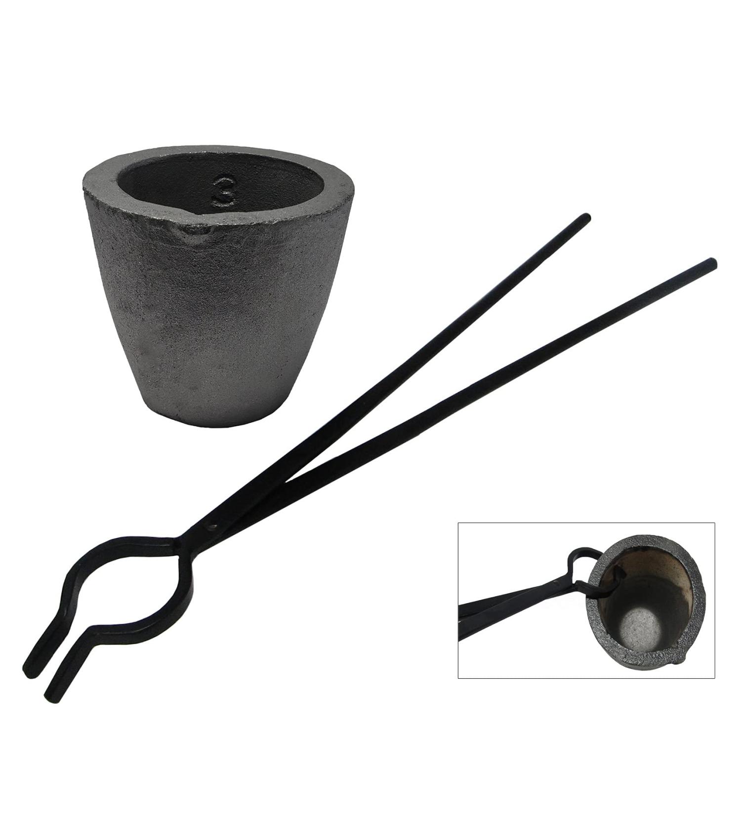 3 Clay Graphite Crucible with 20 Hinge-Style Foundry Tongs - Melting/Casting Gold, Silver, Copper - Precious Metal Hand Tools - Buy Online on GoSupps.com