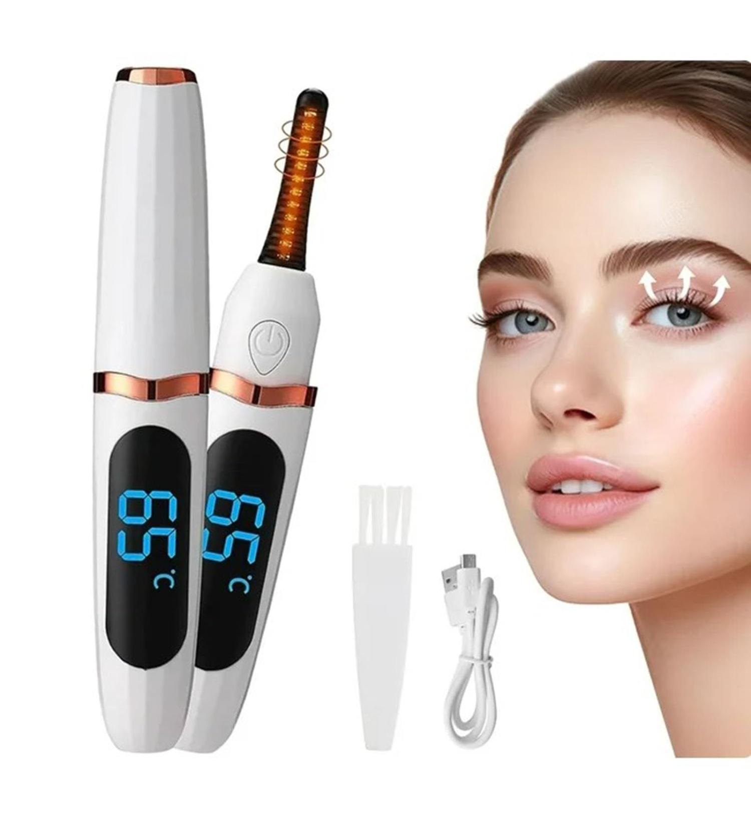 Heated Eyelash Curler with Comb | USB Rechargeable Electric Lash Curler | LED Display Makeup Tool for Women | Ideal Gift (White - Buy Online on GoSupps.com