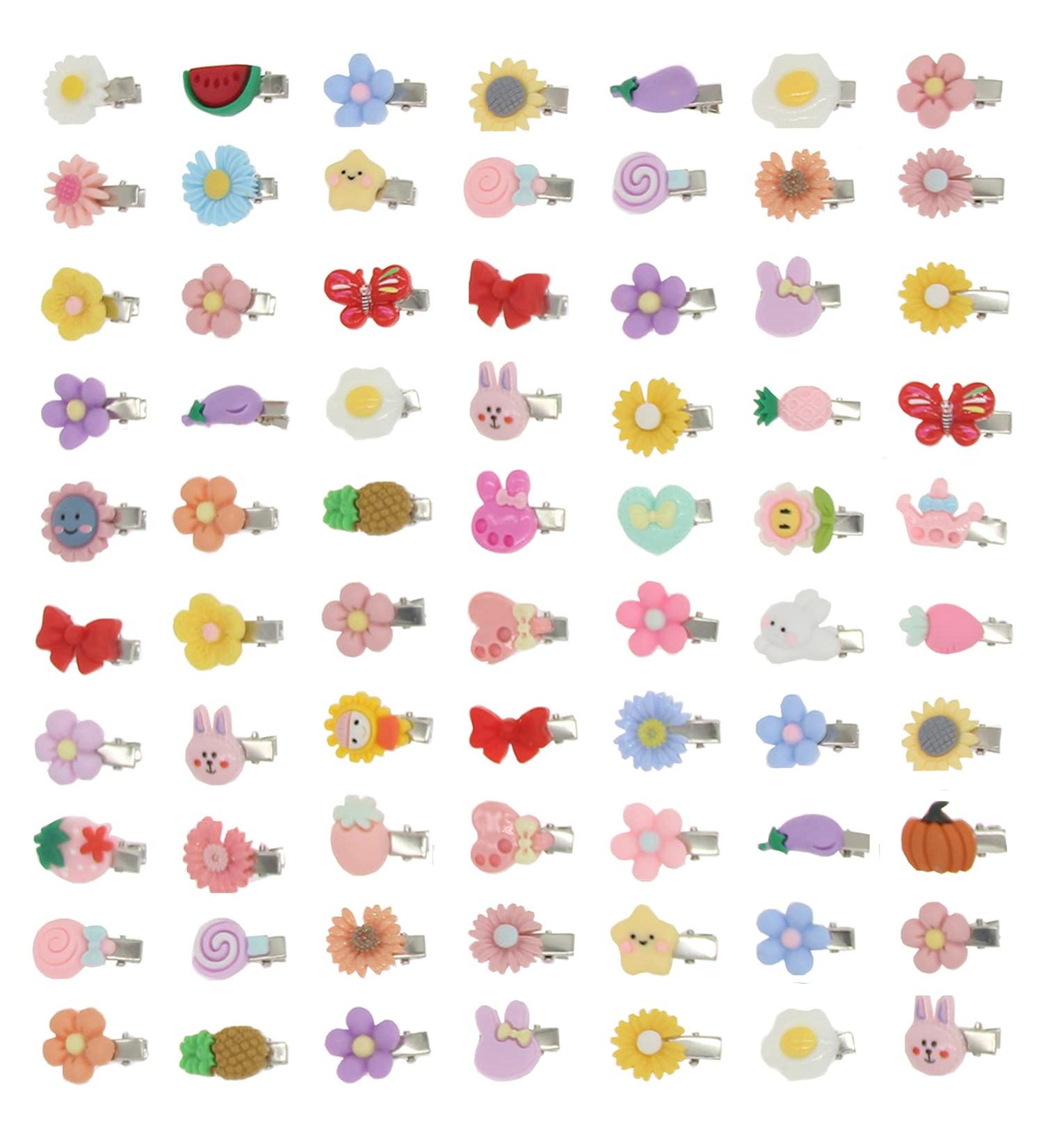 NASAMA Handmade Hair Clips for Girls - Mixed Cartoon Fruit Animal Flower Design - 30-70 Pieces Hair Barrettes for Kids, Teens, Women - Buy Online on GoSupps.com