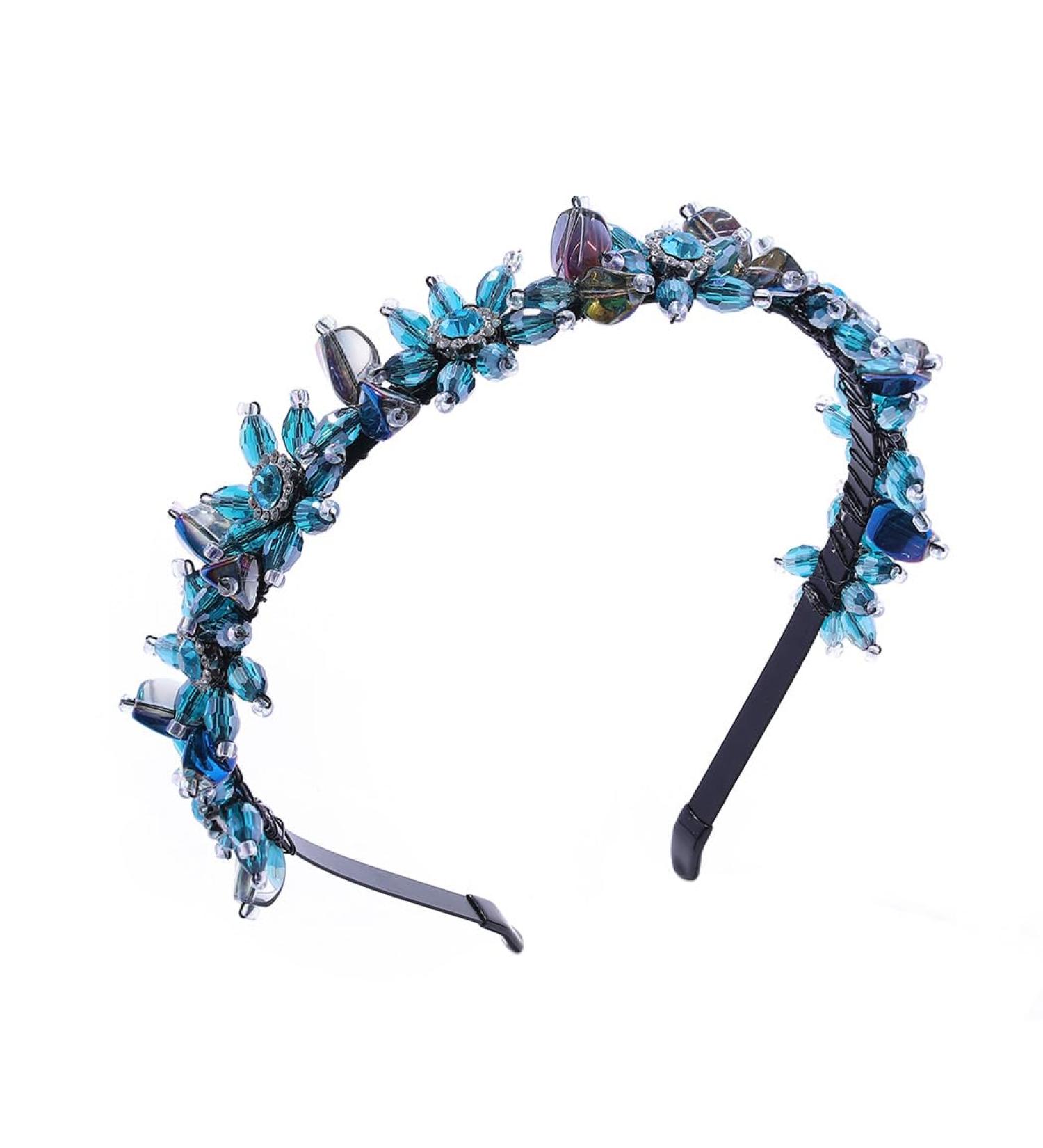 IYOU Sparkling Rhinestone Headband Green Crystal Flower Hair Bands Gemstone Prom Party Hair Hoop Accessories for Women and Girls - Buy Online on GoSupps.com