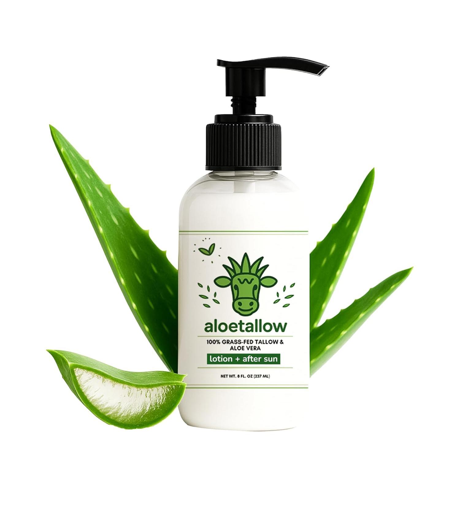 AloeTallow Daily Body Lotion for Dry & Sensitive Skin Grass Fed Tallow & Aloe Vera Moisturizer for Face & Body Non-Toxic Deep Hydration After Sun Care - Buy Online on GoSupps.com