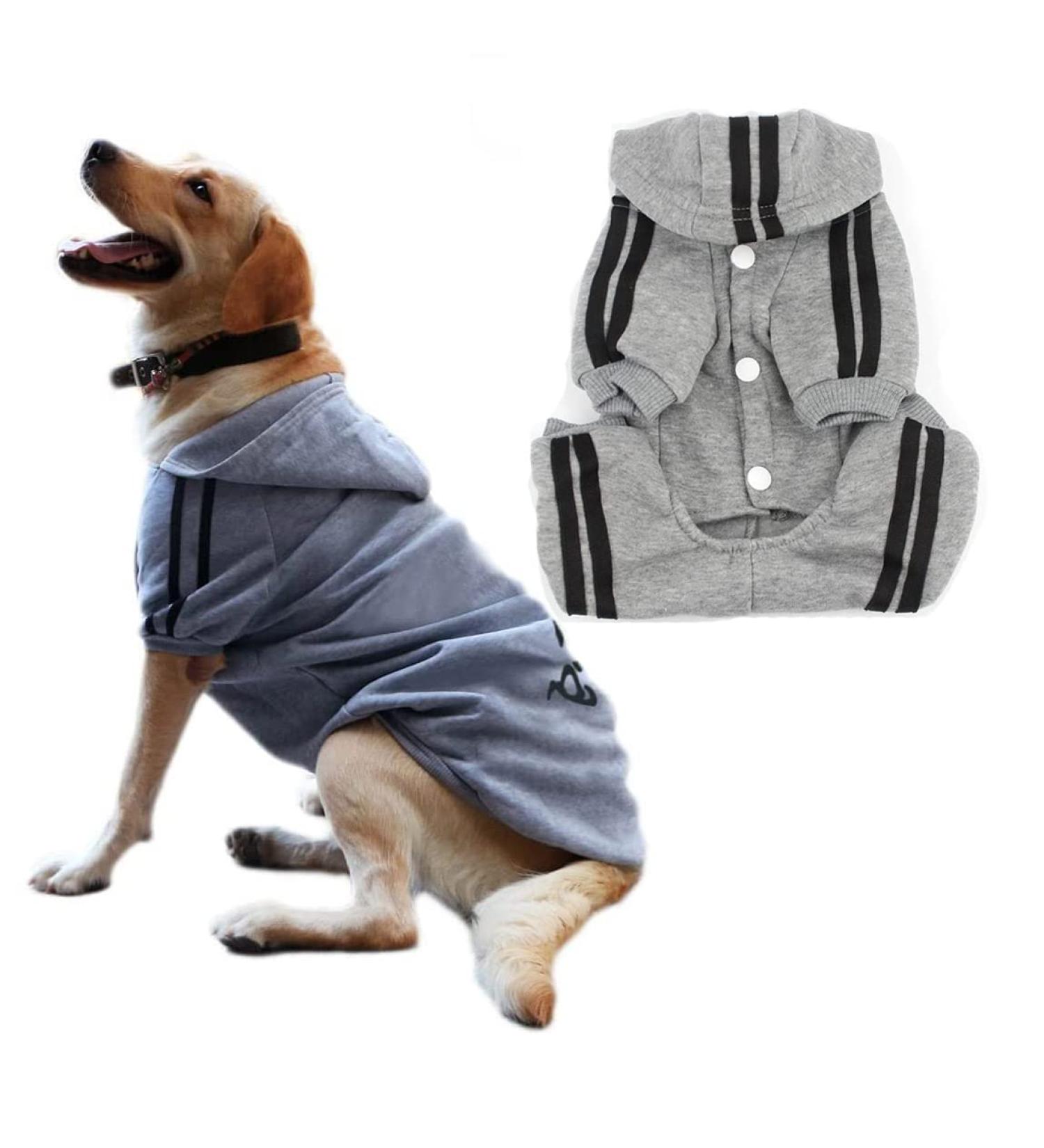 Dogs Hoodies 4 Legs Overall - Warm Cotton Sweatshirt for Small Medium & Large Dogs | Stylish Training Suit & Jacket - Gray - Buy Online on GoSupps.com