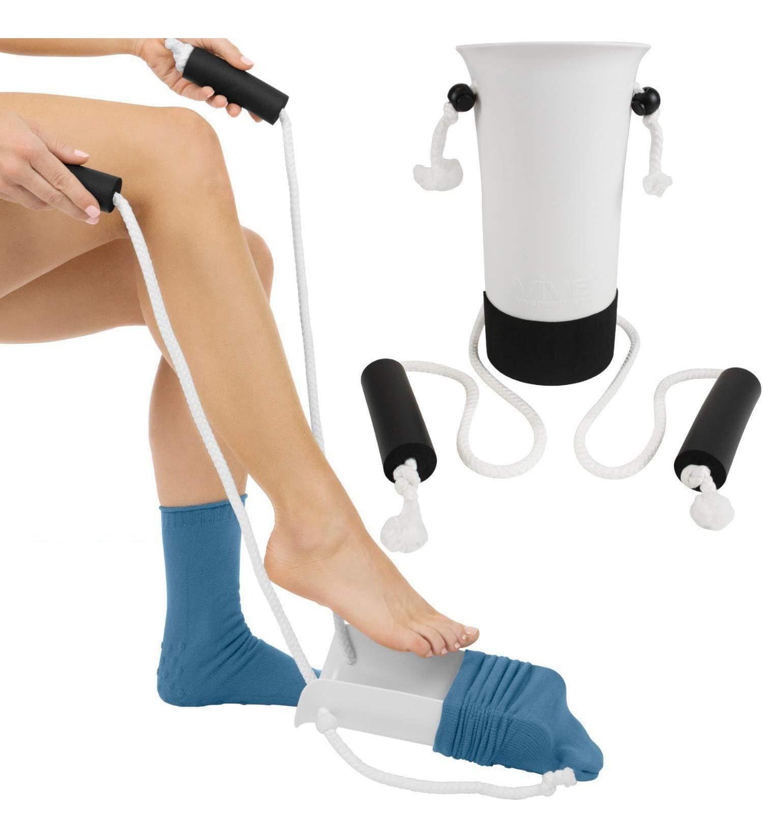 Sock Aid Adjustable Sock Aid Stocking Slider with Foam Handle Puller for Elderly Senior Pull Up Assistance Help - Buy Online on GoSupps.com