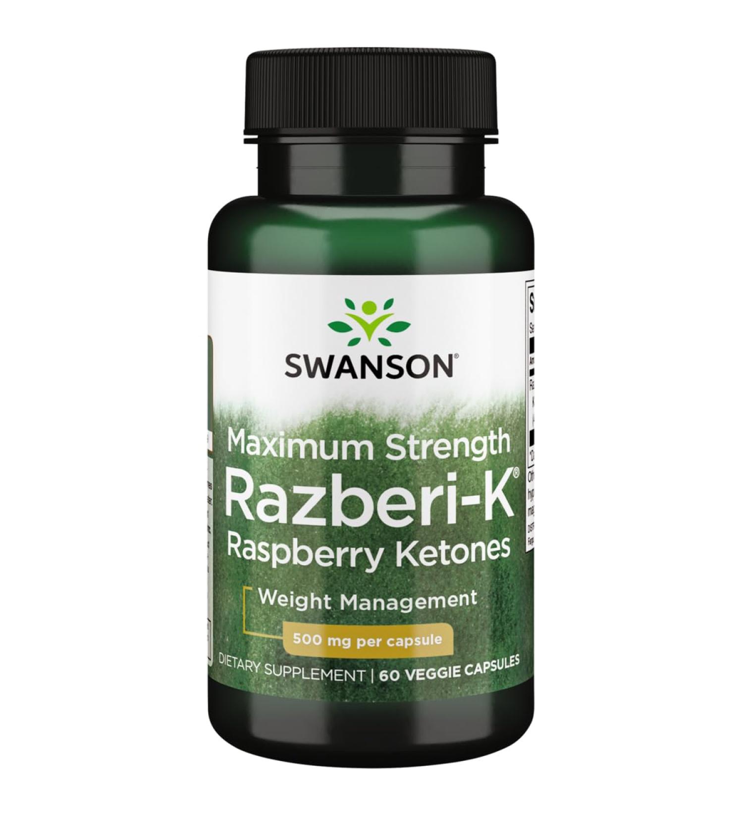 Swanson Maximum Strength Razberi-K 500 Milligrams 60 Veg Capsules