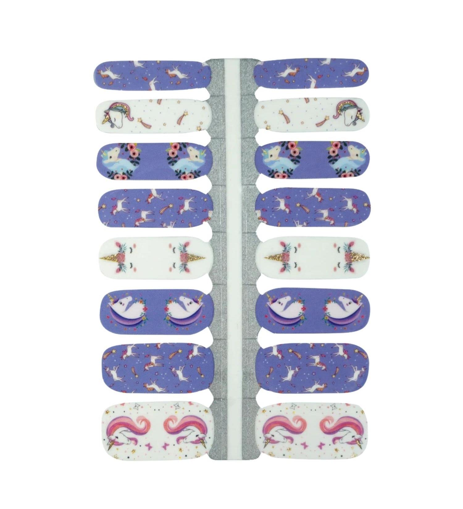 My nails nail foils unicorn I 16 Ultra-D nne nail polish strip pattern/purple/white i self-adhesive premium nail art wraps i sticks to natural and lacquered acrylic gel & shellac nails
