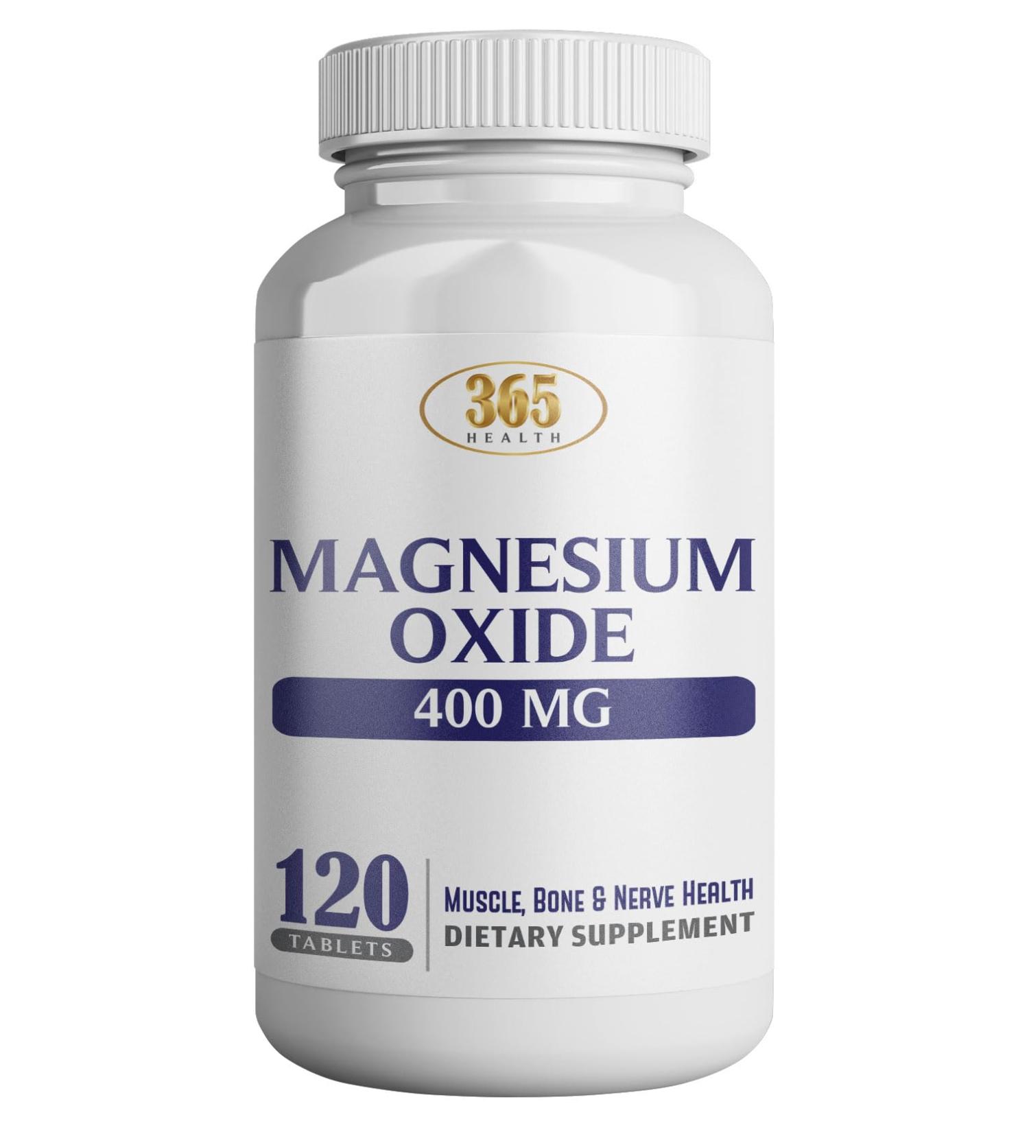 Magnesium 400mg High Potency Supplement Magnesium Oxide for Immune Support, Muscle Recovery, Leg Cramps and Relaxation 120 Tablets-USA Made 120 Count (Pack of 1) - Buy Online on GoSupps.com