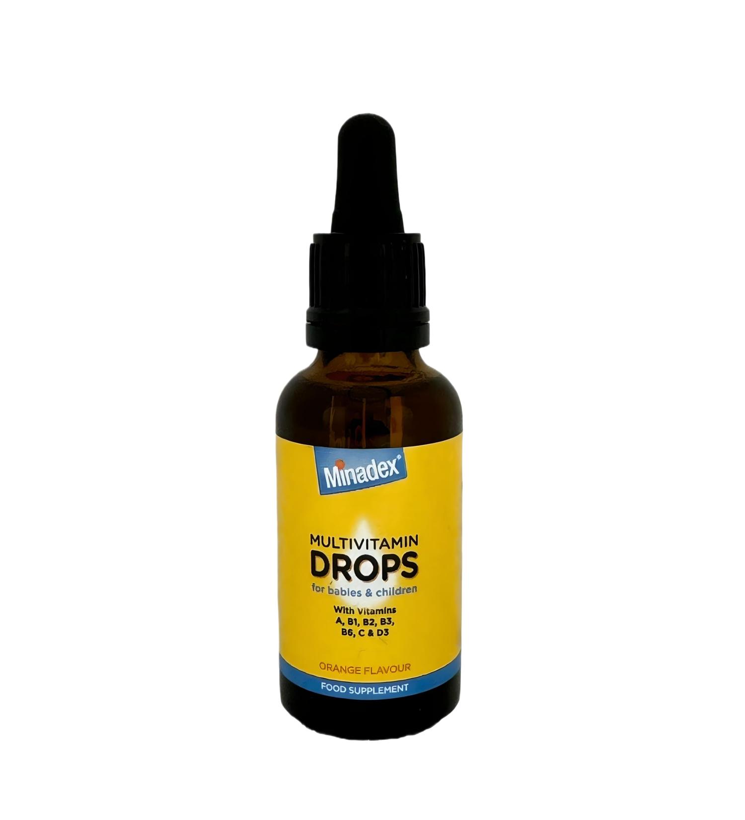 Minadex Multivitamin Baby Drops (Healthy Supplement) 30 ml - Vitamins A B1 B2 B3 B6 C & D3 - Buy Online on GoSupps.com