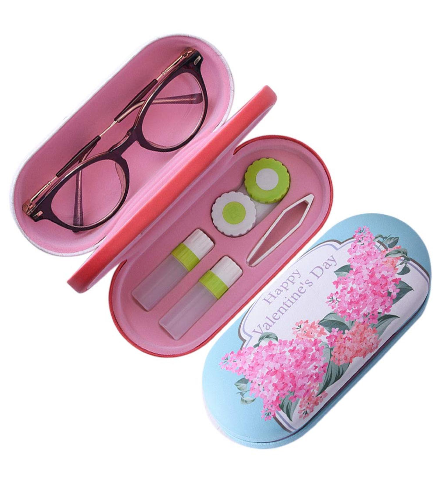 Onwon 2-in-1 Glasses Case & Lensetui | Double Layer Storage with Mirror | Portable Design for Home Office & Travel - Blue - Buy Online on GoSupps.com