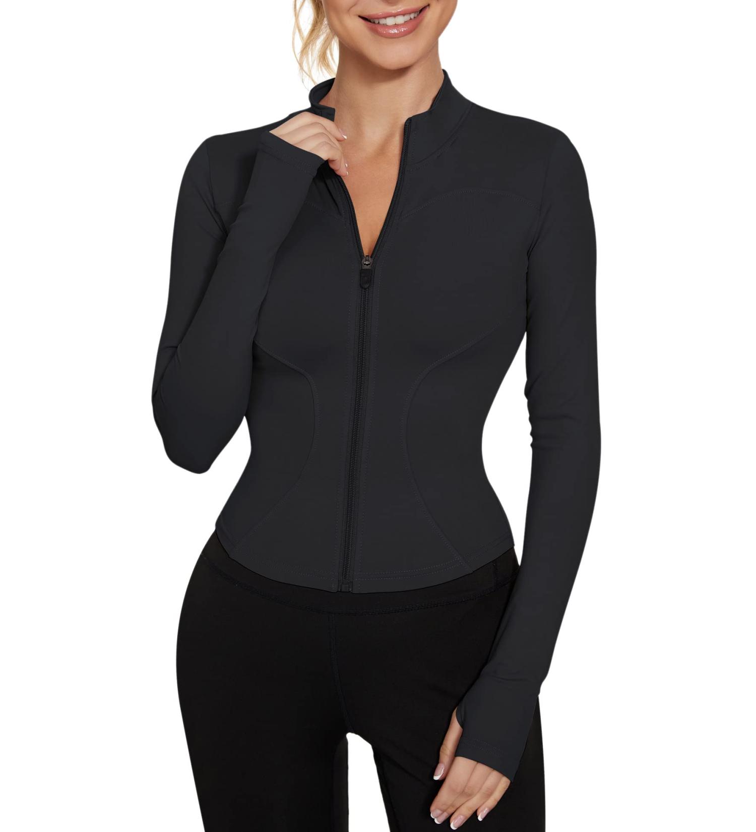 IECCP Women's Gym T-Shirt - Long Sleeve Yoga Crop Top with Half Zipper & Thumb Hole - Lightweight Fitness Shirt - Black - Buy Online on GoSupps.com