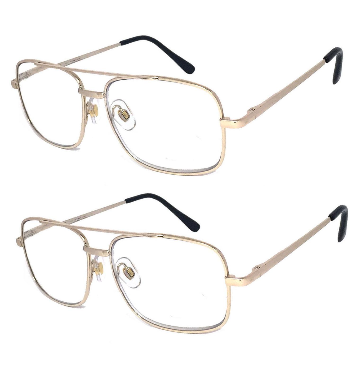 Buy V.W.E. 2 Pairs Metal Frame Aviator Progressive Reading Glasses - Gold 3.00 | International Shipping Available - Buy Online on GoSupps.com
