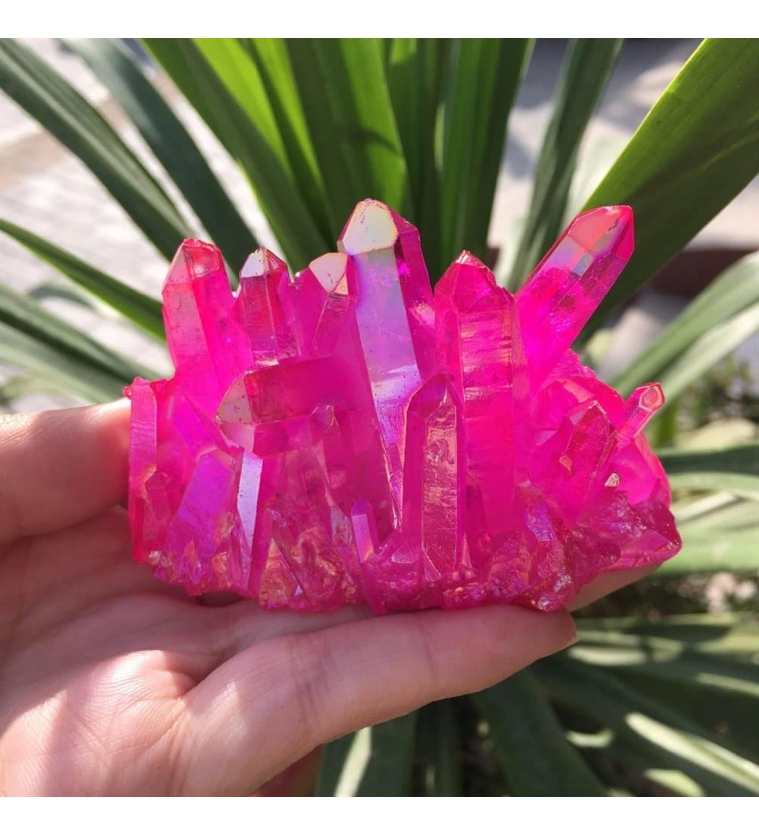 Home Decoration 146g -156 red Flame Aura Quartz Crystal Cluster Specimen Chakra Stones Crystal Cluster - Buy Online on GoSupps.com