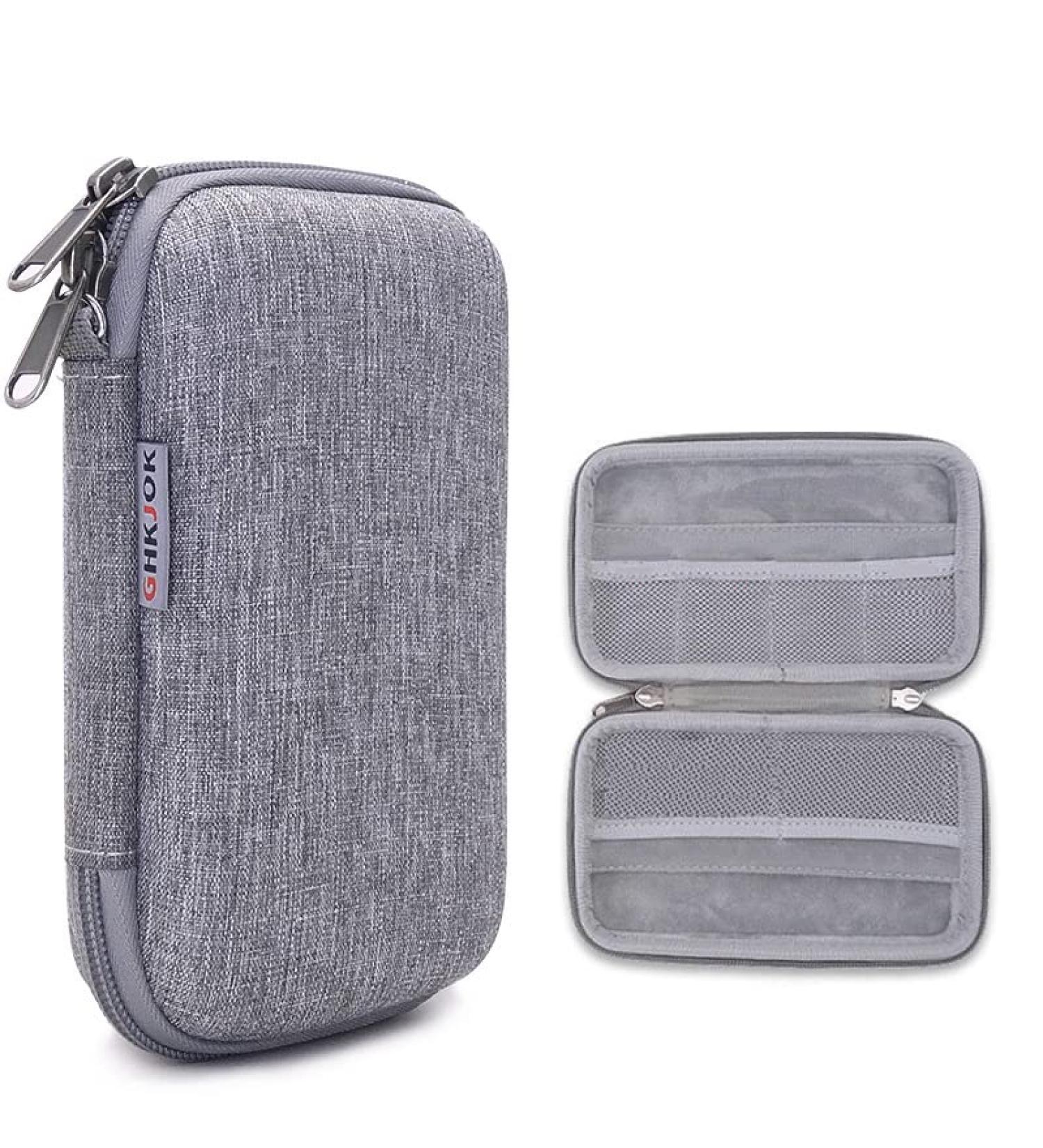 Diabetic Supplies Travel Case - Organize Glucose Meter, Test Strips, Lancets, Pens, Syringes - Hard Shell Protective Bag - Gray - Buy Online on GoSupps.com