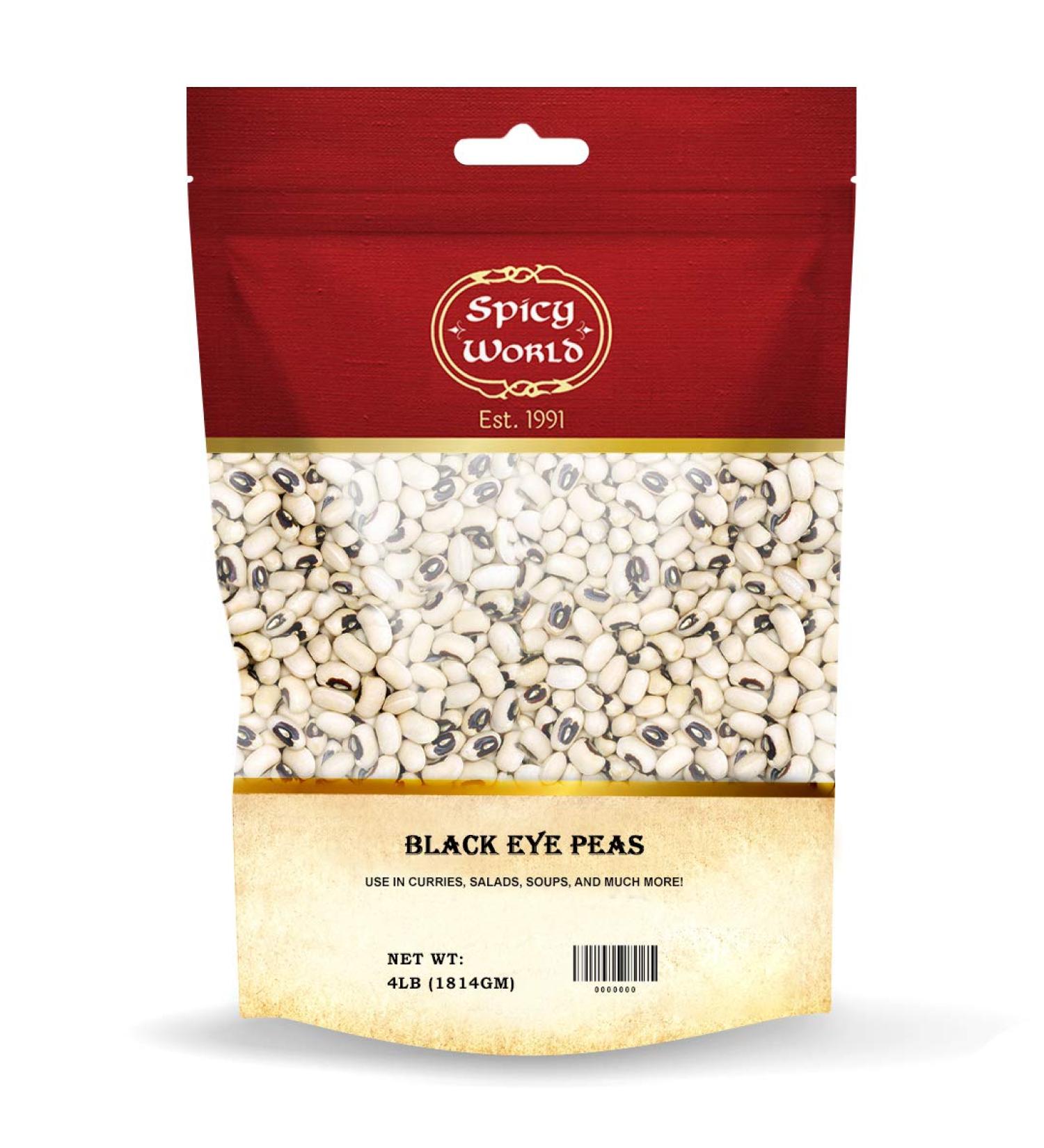Spicy World Black Eye Peas Cowpeas Bag - Protein Rich, USA Grown - 4 Pound (64oz)