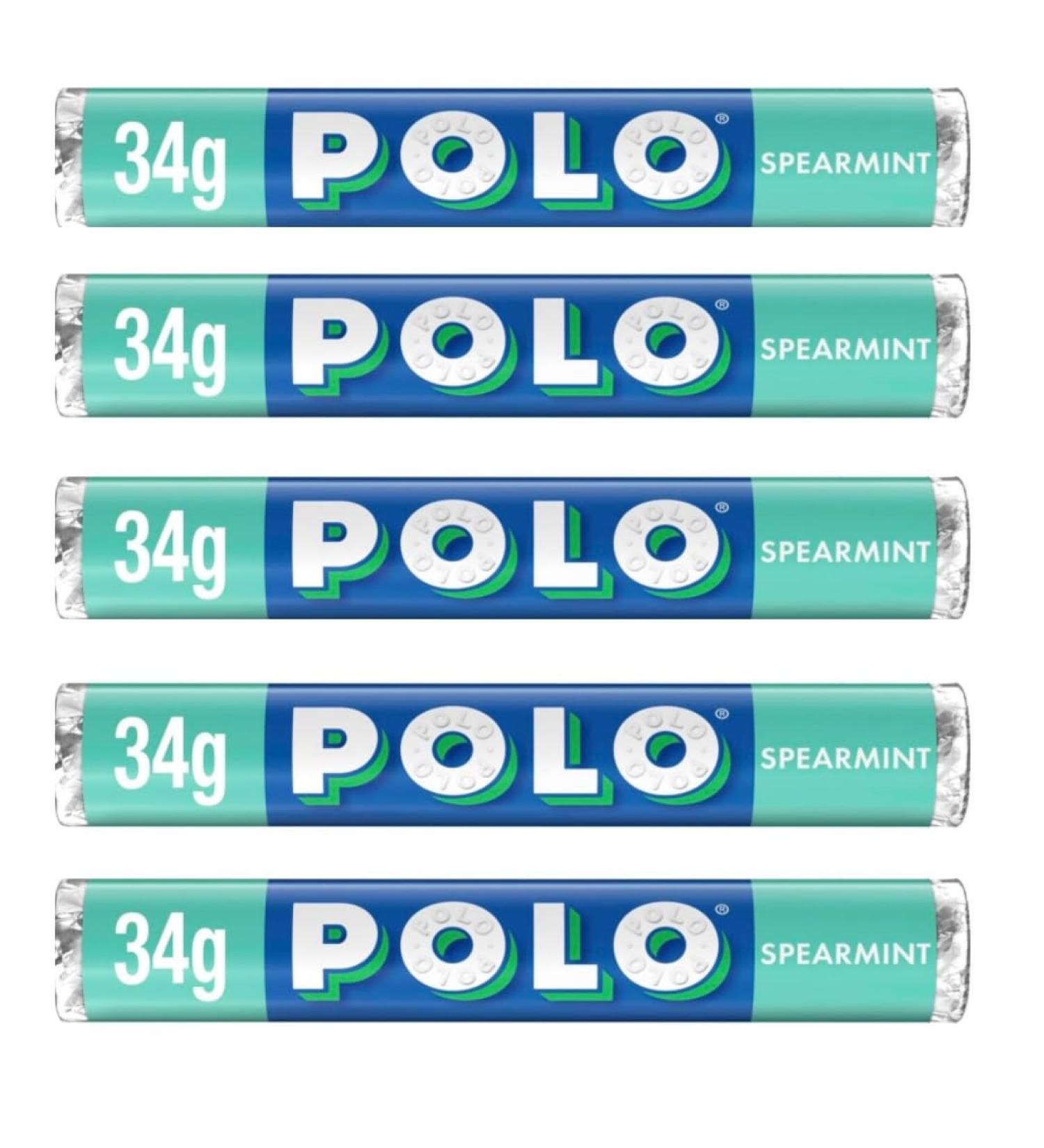 Polo Spearmint Tubes 34g (Pack of 5 Rolls) Multipack Mint Sweets - Buy Online on GoSupps.com