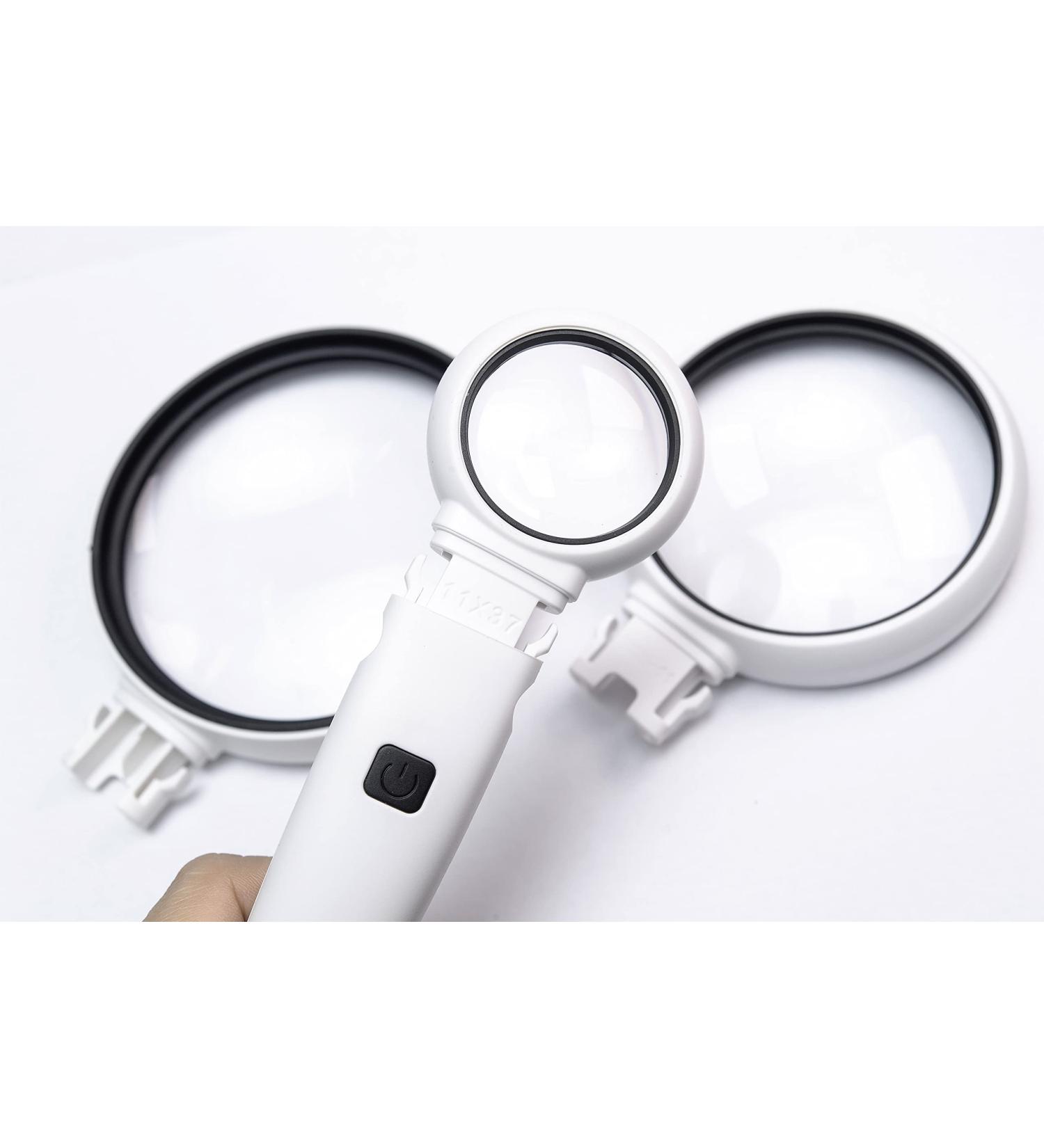 Voca Magnifying Glass with 2 LED Lights | 3.5x/5x/11x Magnification for Seniors | High Clarity Handheld Magnifier for Reading & Exploring - Buy Online on GoSupps.com