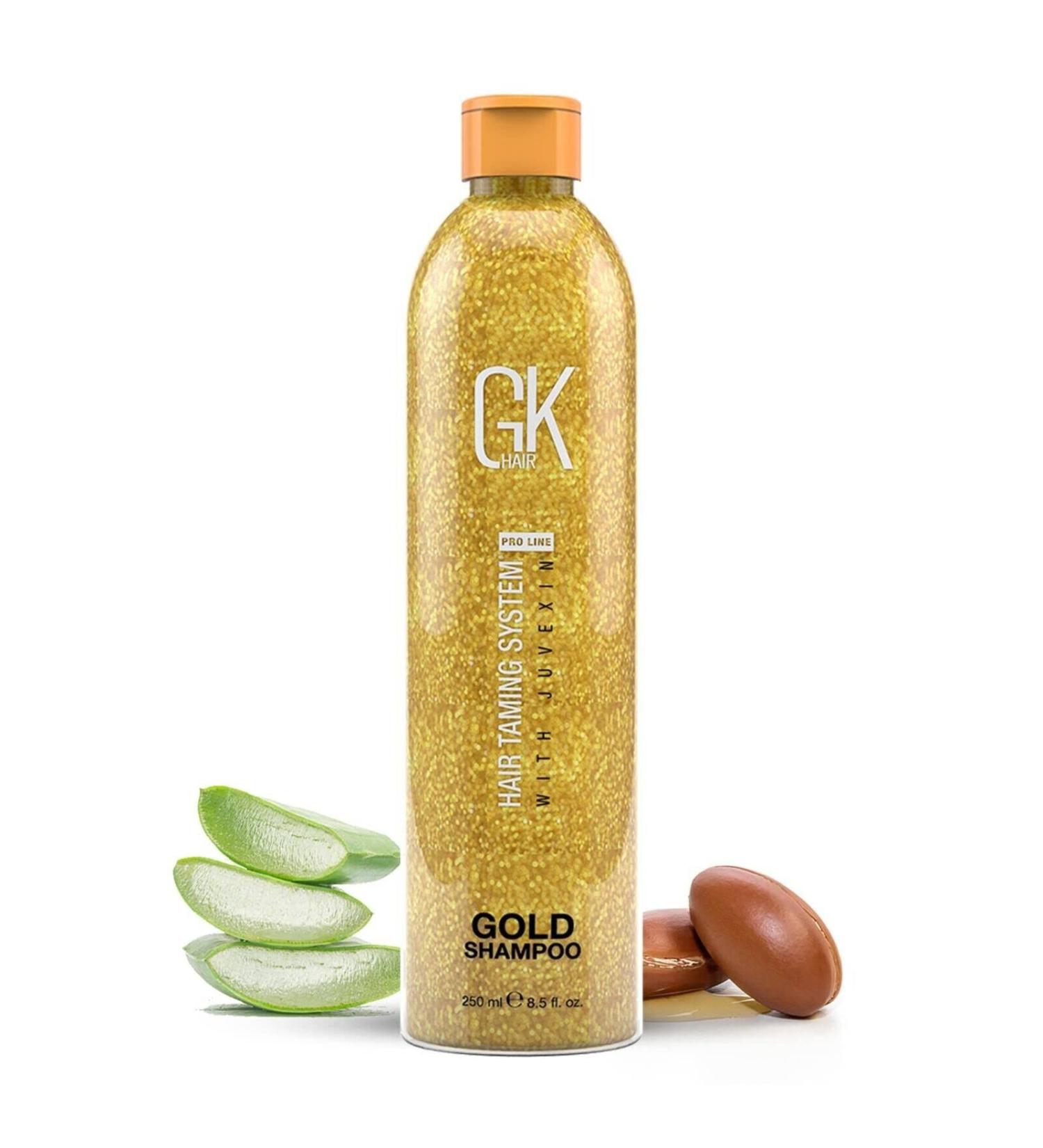 Buy GK HAIR Global Keratin Gold Shampoo 250ml - Argan Oil & Shea Butter for Shine & Protection - Suitable for All Hair Types - Buy Online on GoSupps.com
