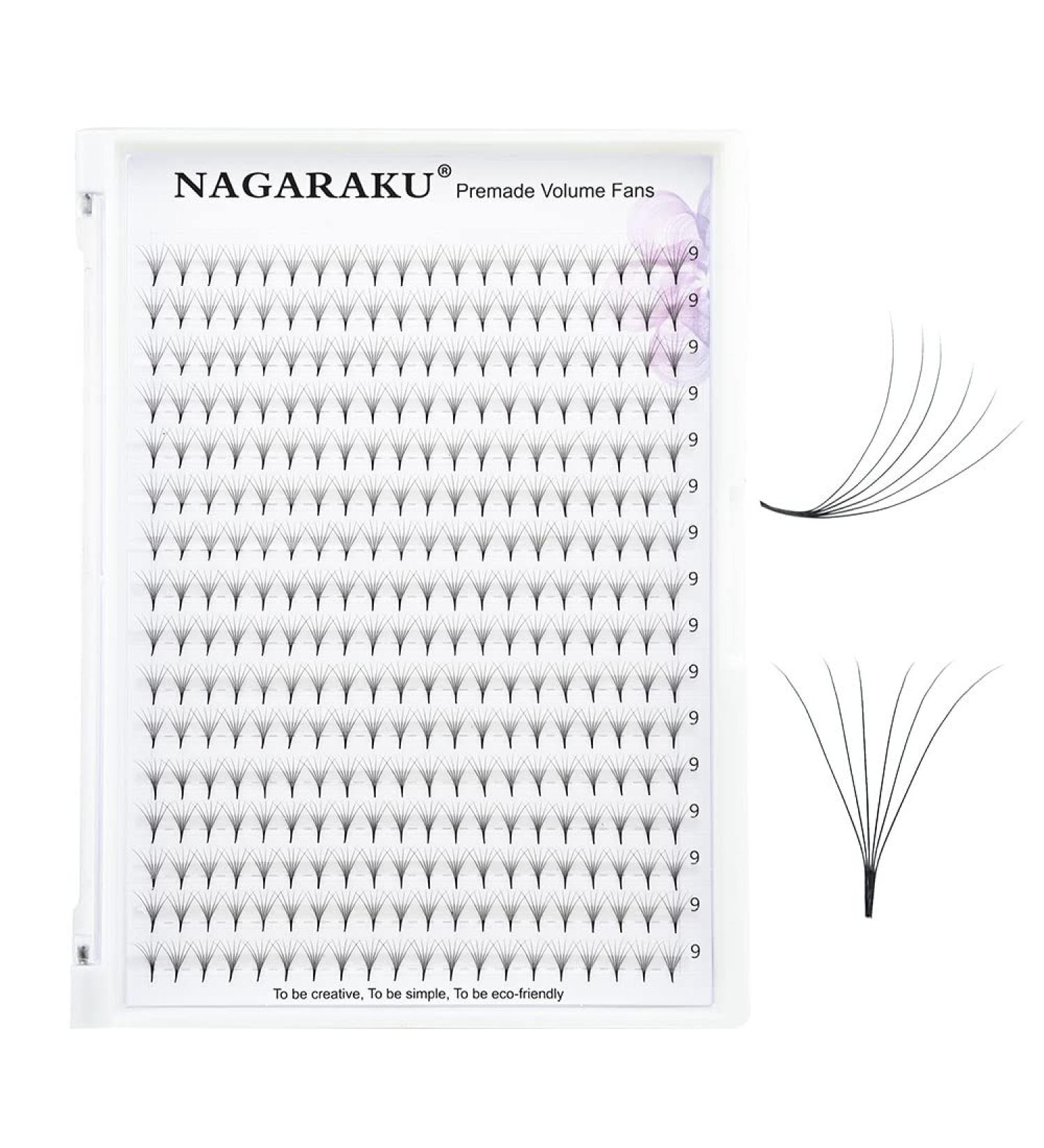 Nagaraku 320pcs Volume Eyelash Extensions - 6D Premade Fans 0.07mm D Curl 9mm Length - Narrow Stem Slightly Tight Compartments 16 Rows - Buy Online on GoSupps.com