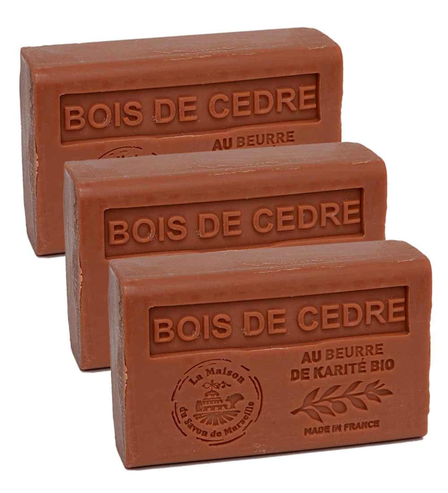 Maison du Savon Set of 3 Shea Butter & Cedar Wood Soaps - Eucalyptus Notes - 375g International Shipping - Buy Online on GoSupps.com