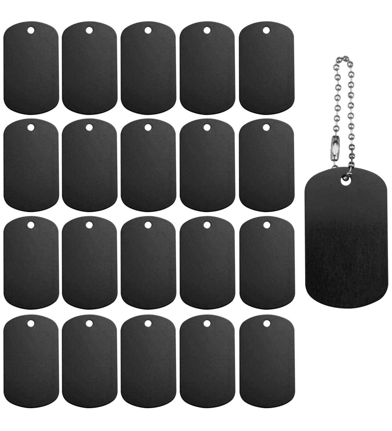 YapitHome 25 Pcs Blank Dog Tags Engraving Blanks Anodised Aluminium Blanks for Necklace Bracelet Dog Tags Making black - Buy Online on GoSupps.com