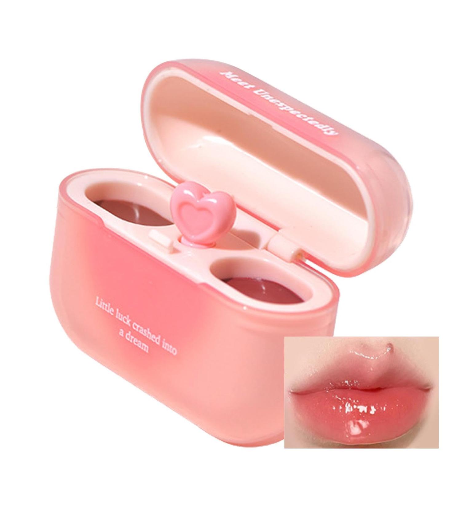 Honhoha Shiny Lip Gloss Colorful Lip Gloss | Double Matte Lip Clay | Glitter Lip Glaze Earphone Case Lip Gloss Tint with Applicator in - Buy Online on GoSupps.com