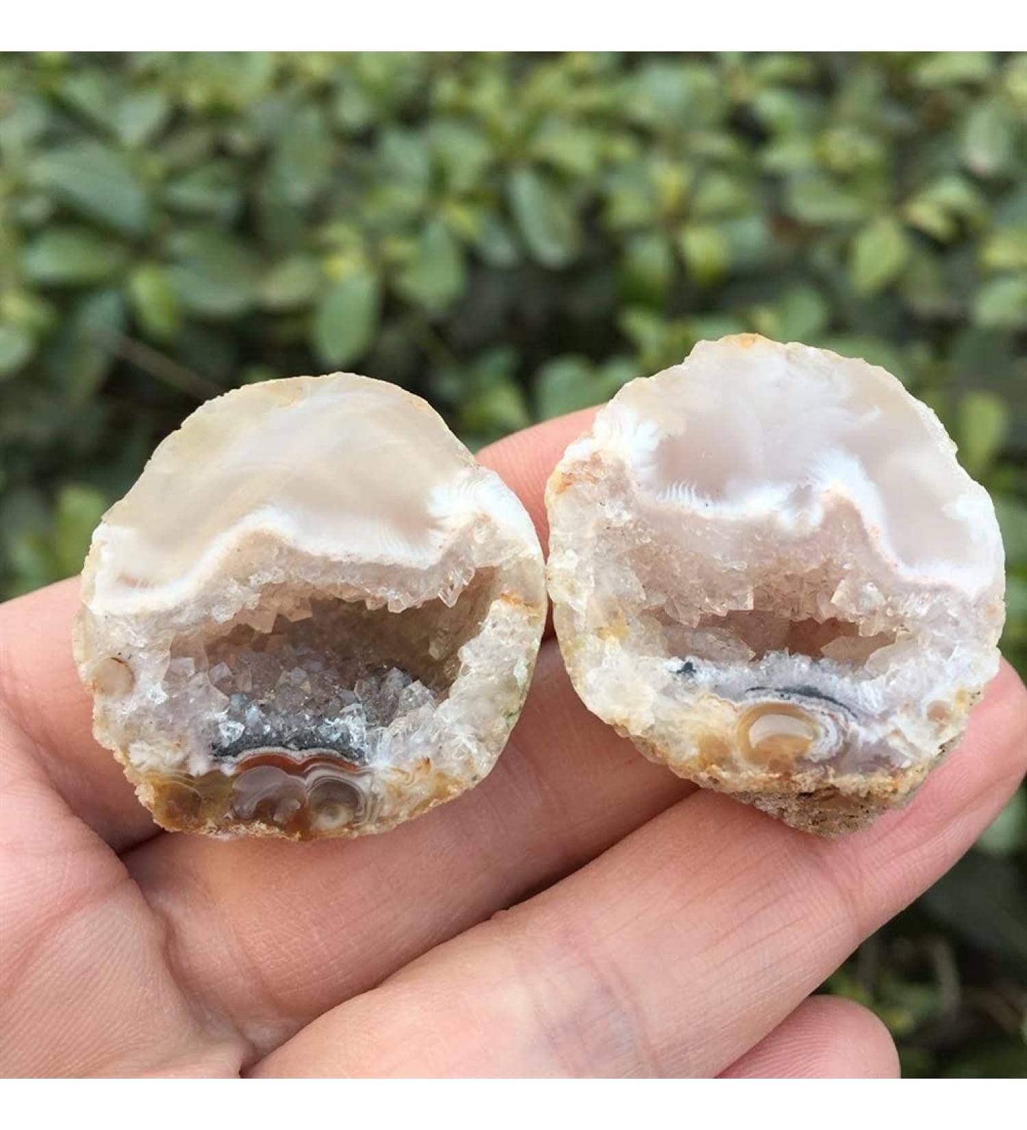1pair Beautiful Natural Agate Geode Crystal Little Geode Cluster Rare Gem Home Decoration Collection for Gifts - Buy Online on GoSupps.com