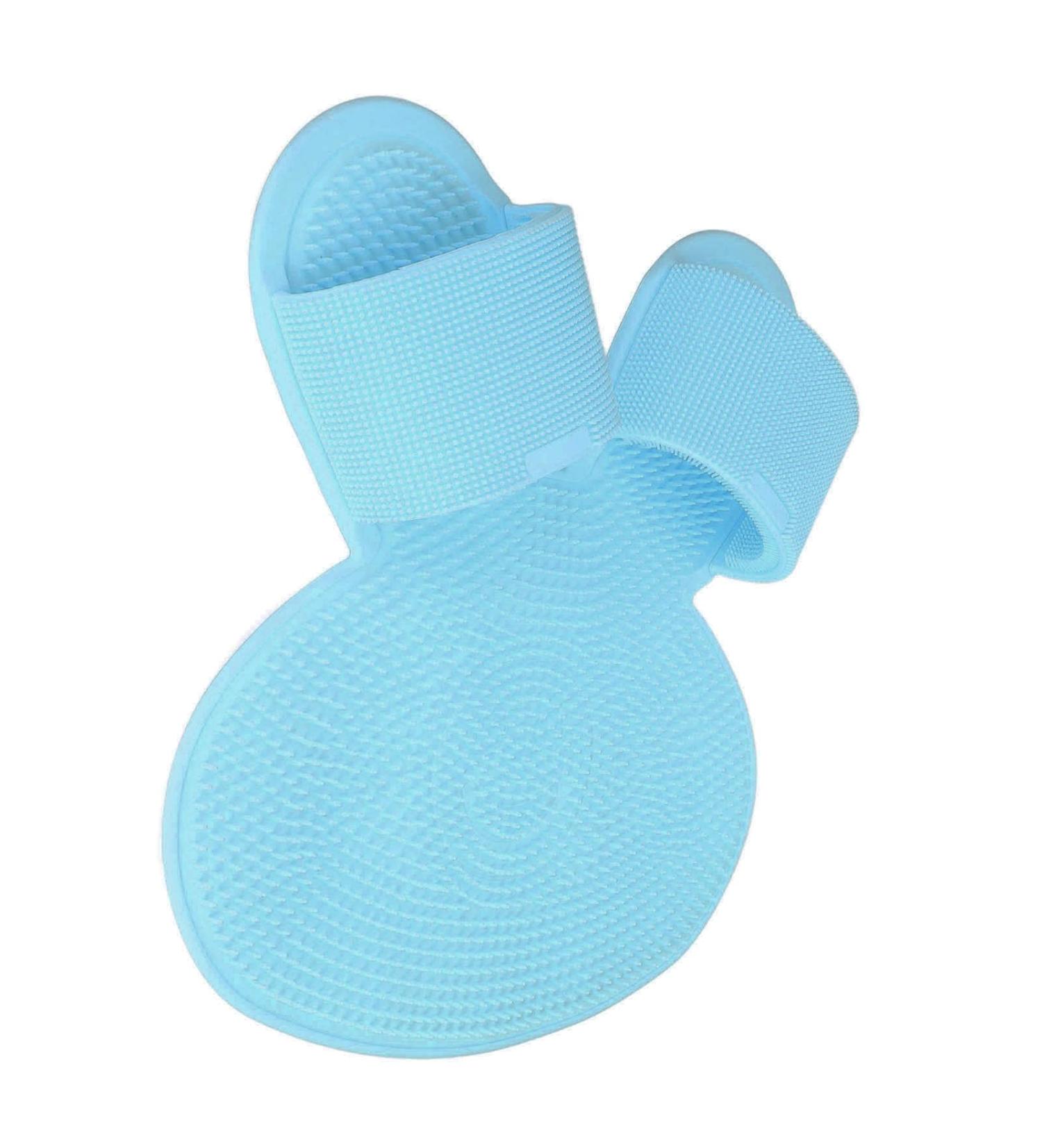 Shower Foot Cleaner Mat with Strong Suction Cups - Portable Silicone Foot Scrubber for Men (Blue) | Prevent Slipping - Buy Online on GoSupps.com