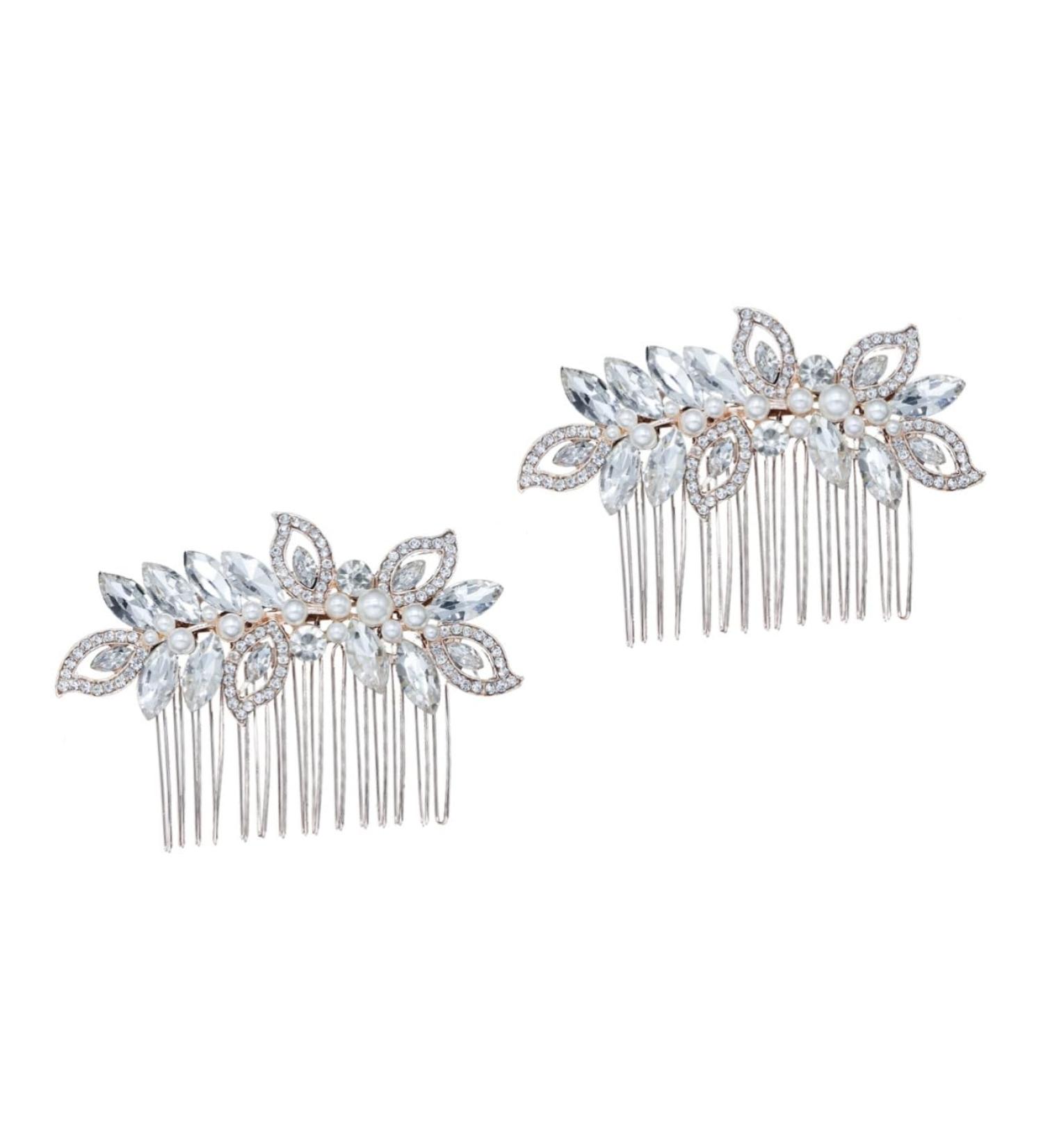 FRCOLOR Set of 2 Hair Comb with Rhinestone Pearls Wedding Hair Jewellery Wedding Hair Accessories Bridal Headpiece Wedding Hair Accessories for Women Tiara Women Hairpin Bridal Combs Rhinestones - Buy Online on GoSupps.com