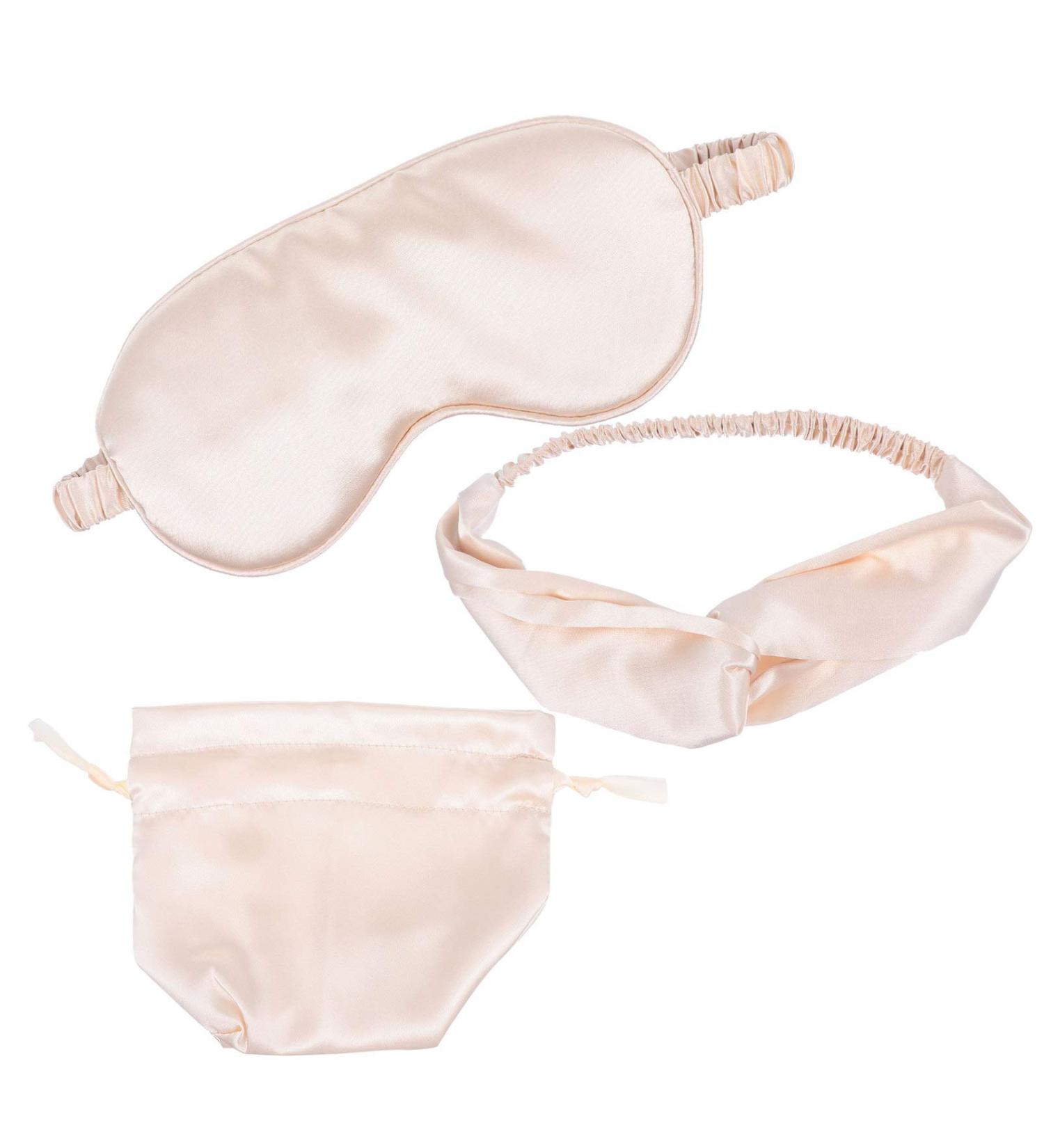 Three Piece Eye Mask Set for Girls | Women's Animal Masks & Hair Ties | Cozy Beige Sleeping Mask & Head Wraps - Buy Online on GoSupps.com