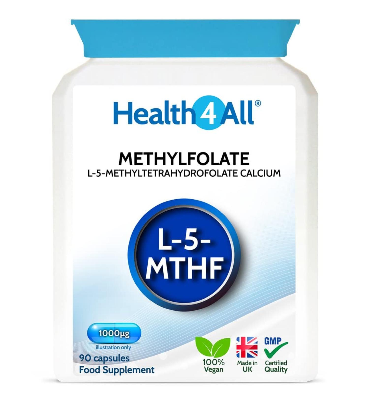 Health4All 5-MTHF Methylfolate 1000mcg Capsules - Prenatal Folate for Healthy Pregnancy - Overcomes MTHFR - 90 Count - Buy Online on GoSupps.com