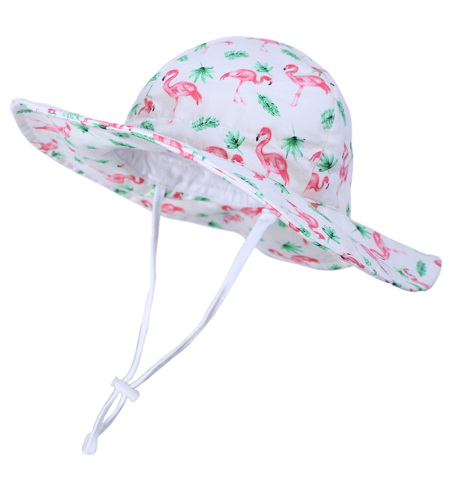 LANGZHEN Baby Girls Beach Sun Hat with Chin Strap, Flamingo Buff, 1-2 Years - Buy Online on GoSupps.com