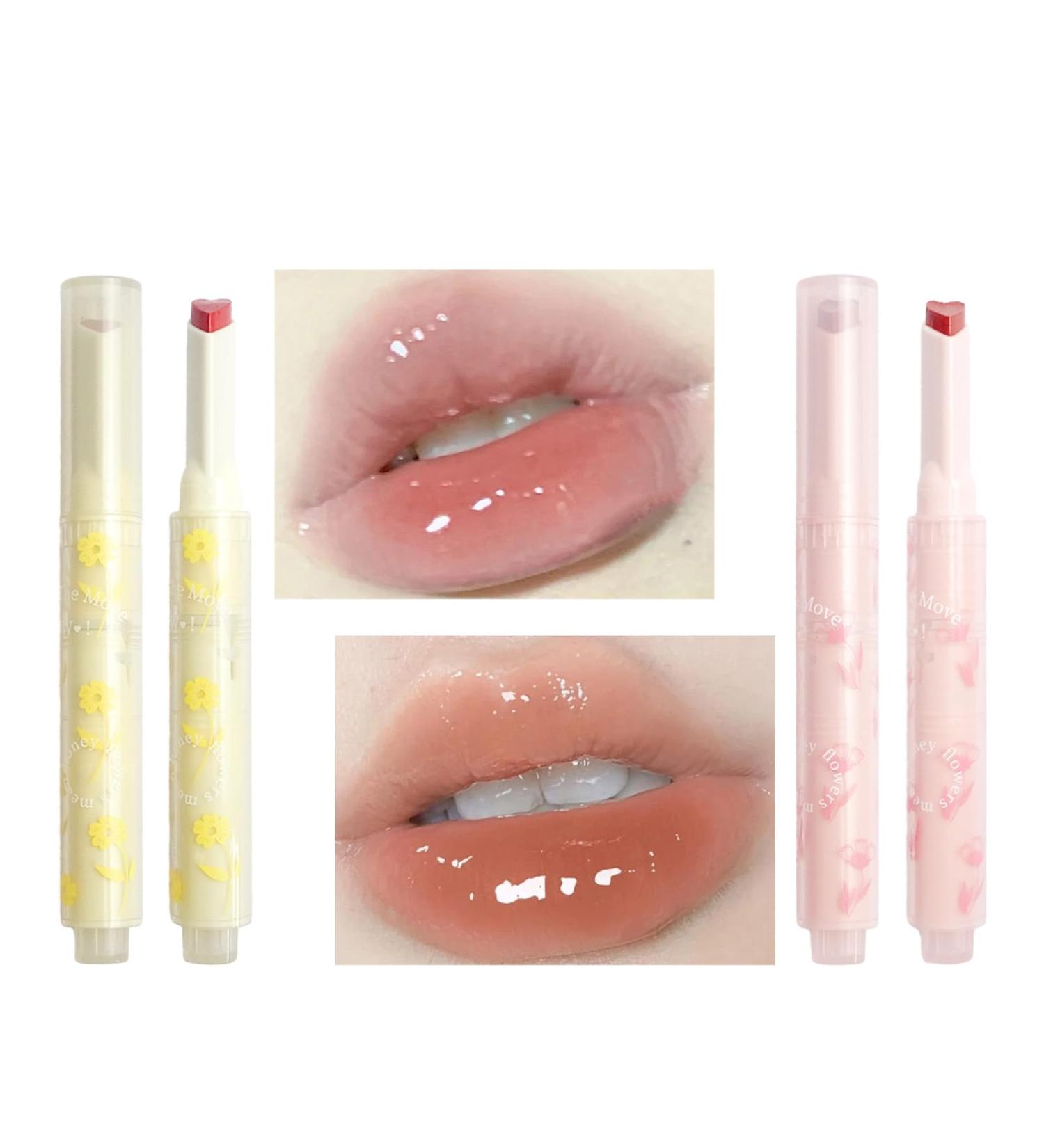 KWOLYKIM Jelly Lipsticks - Hydrating Heart Shaped Tinted Lip Gloss for Women & Girls | Long Lasting Plumping Makeup in 2 Colors | Perfect Gift - Buy Online on GoSupps.com