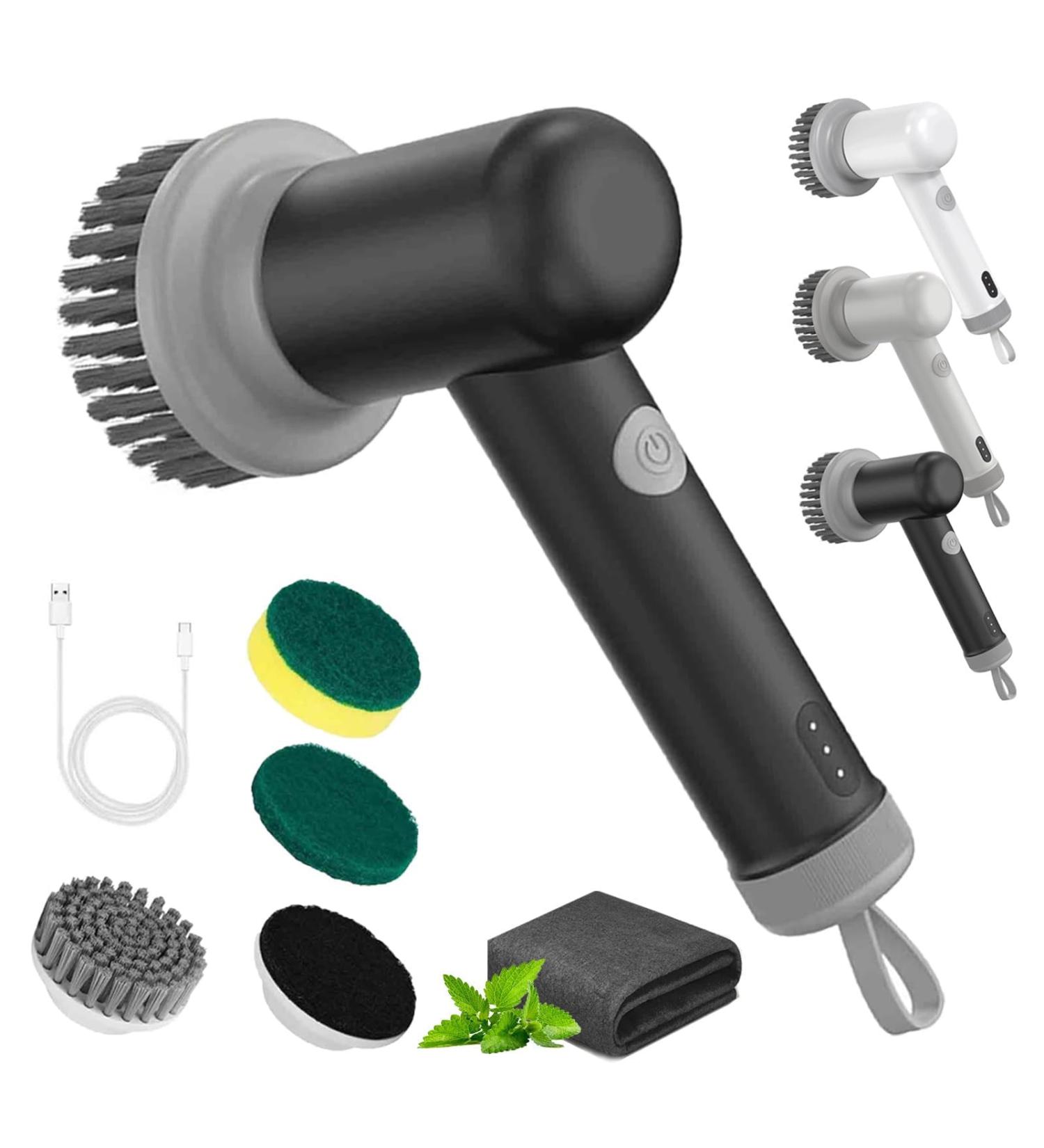 Sinoshi Spin Power Scrubber Electric Spin Scrubber Cordless Power Spin Scrubber Rechargeable Handheld Power Scrubber Spin Brush Multifunctional Cleaning Brush Tile Sink Bathroom (Black A) - Buy Online on GoSupps.com