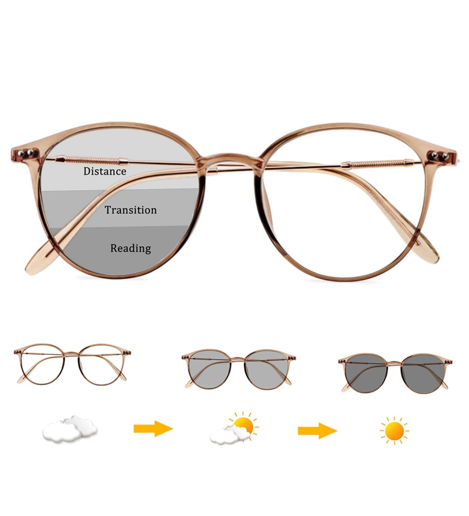 Shop Women s Photochrome Progressive Multifocus Reading Glasses - +2.5 Round Frame Glare Protection | International Shipping Available - Buy Online on GoSupps.com