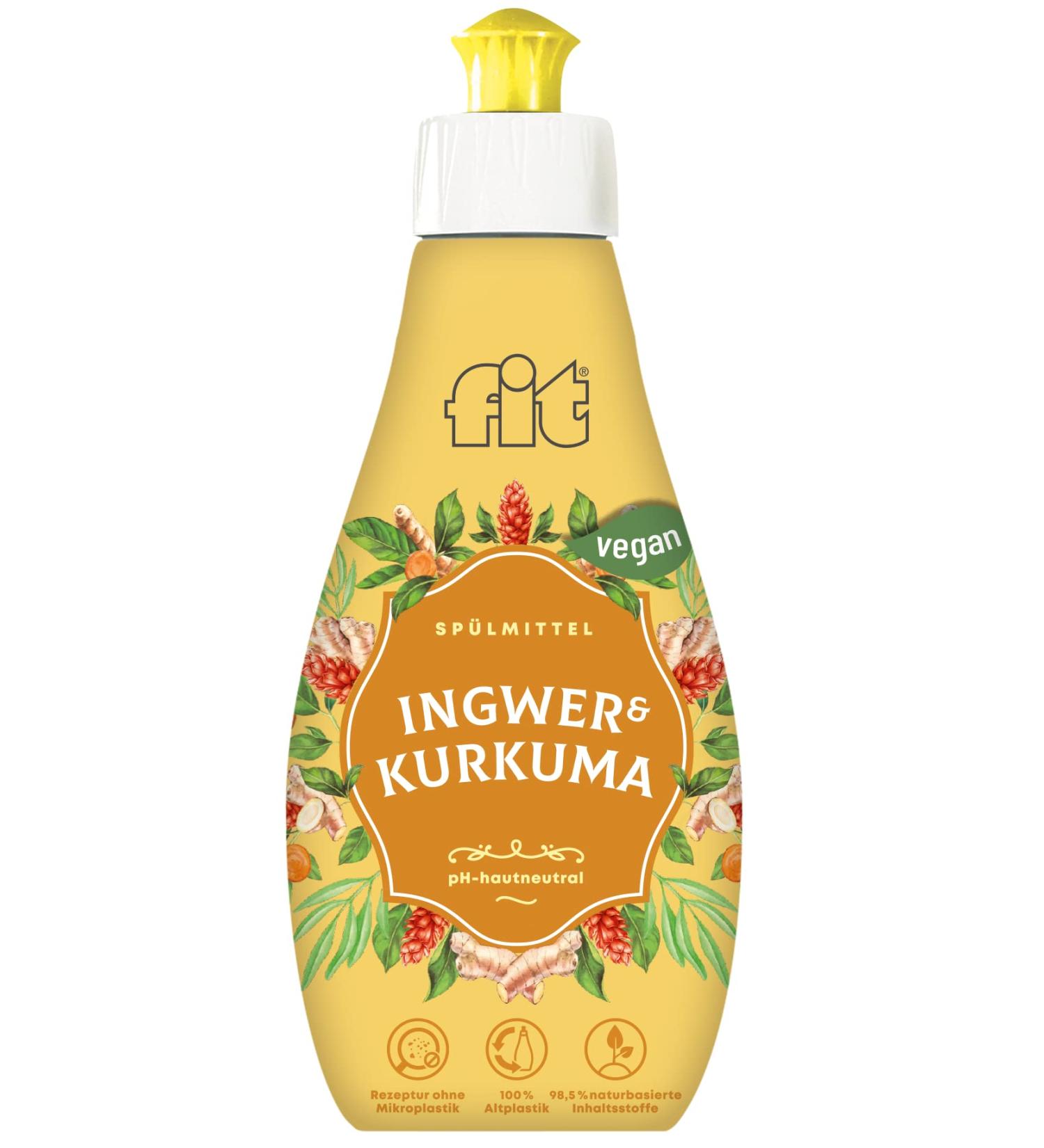 FIT Ginger & Turmeric Dishwashing Detergent - Biodegradable Vegan & Sustainable | 400ml - Buy Online on GoSupps.com