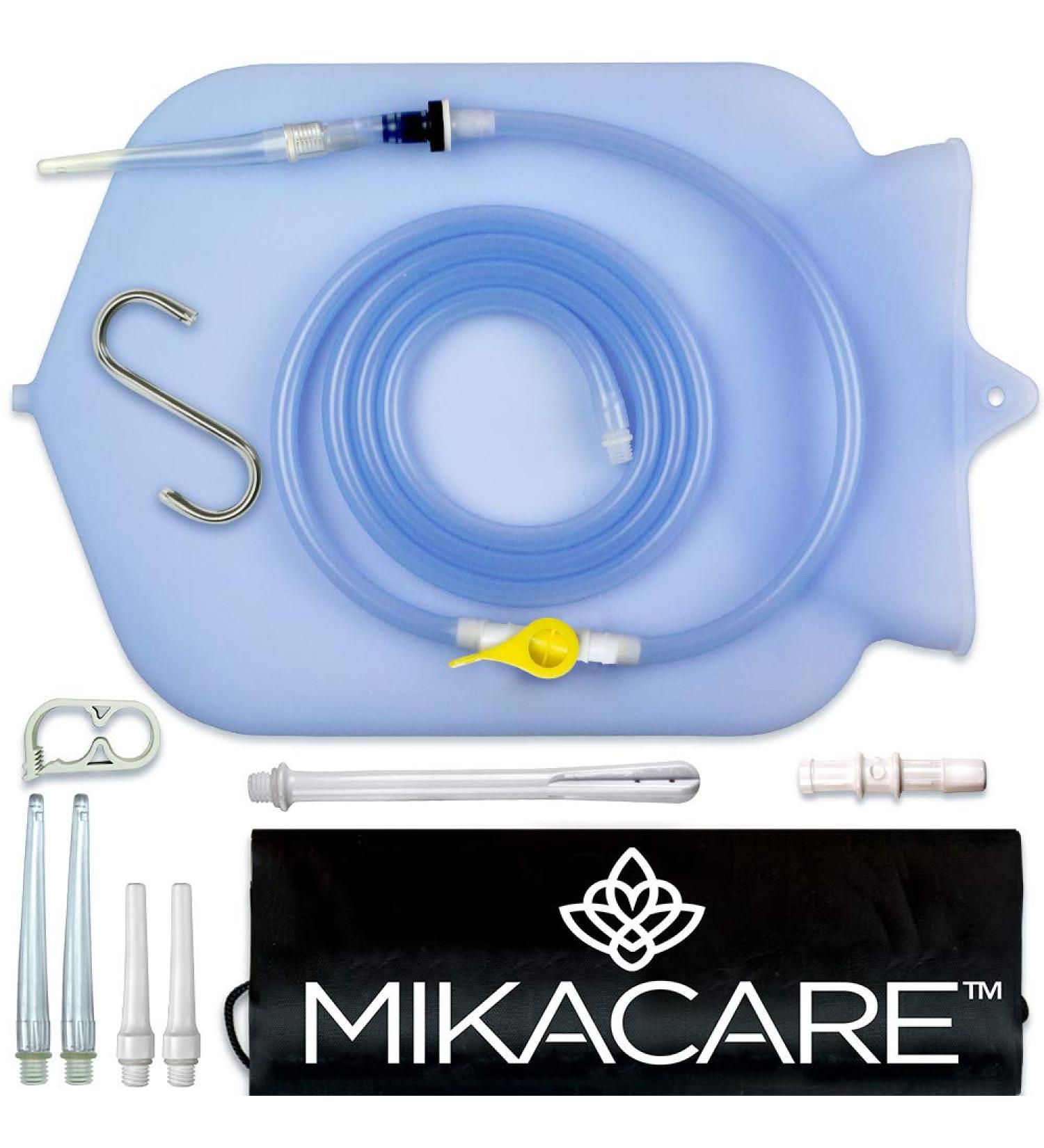 Mikacare Clear Silicone Enema Bag Kit for Coffee and Water Colon Cleanse - BPA and Phthalates Free, 6 Tips, 6ft Hose, 4 Quarts - Buy Online on GoSupps.com