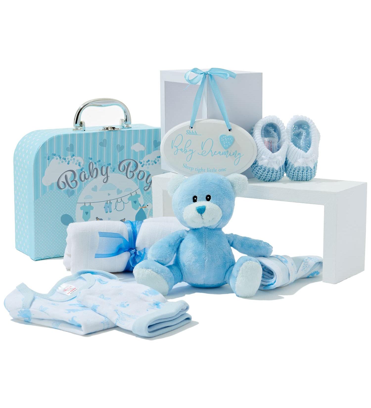Baby Box Shop Baby Boy Gifts Newborn - 7 Baby Shower Gifts for Baby Boy includes New Baby Boy Gifts in a New Born Baby Gift Set New Born Baby Boy Gift Baby Boy Hamper for New Born Baby - Blue - Buy Online on GoSupps.com