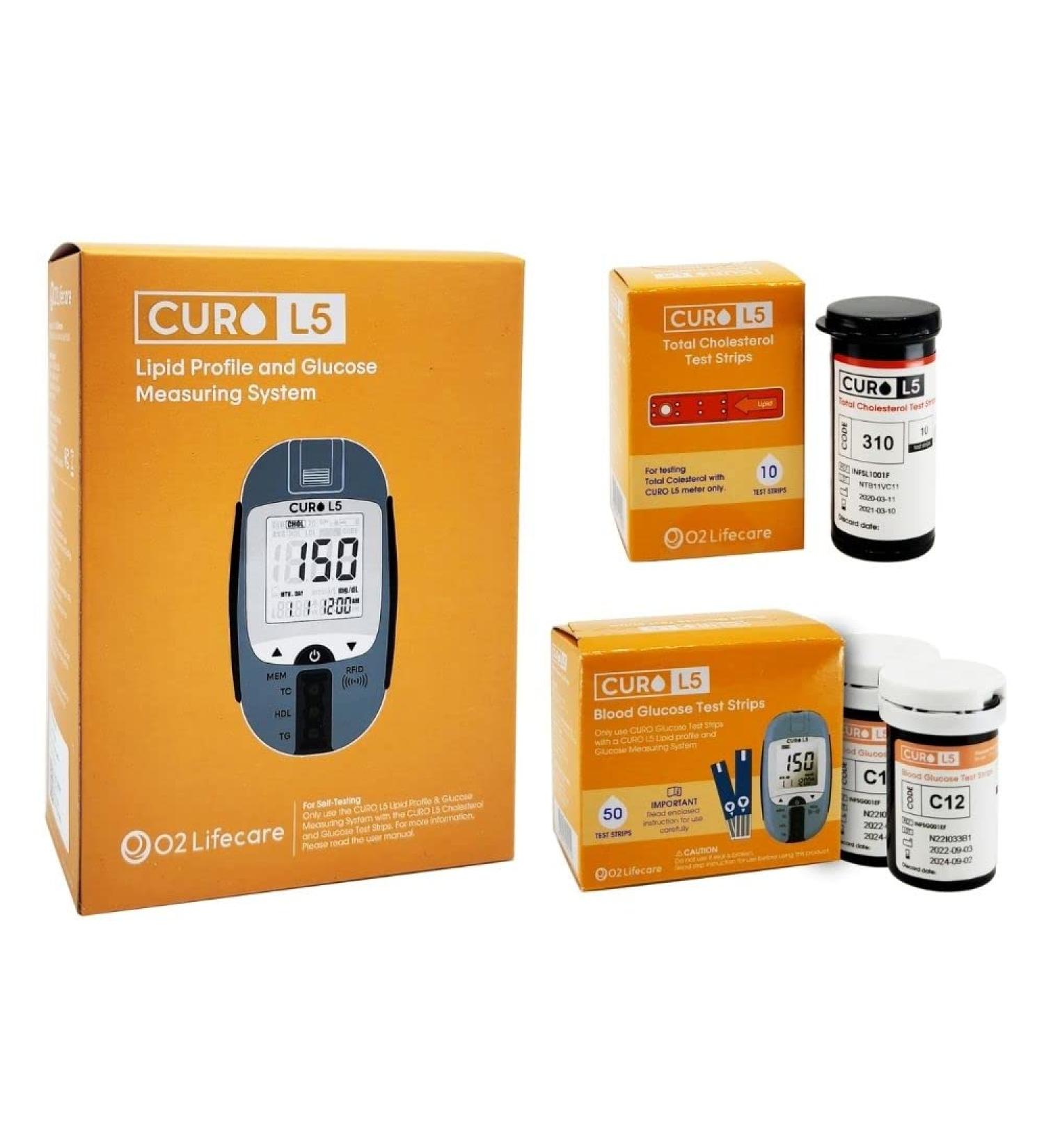 Home Cholesterol and Glucose Self Test Kit with 10 Total Cholesterol Test Strips + 50 Glucose Test Strips - Buy Online on GoSupps.com