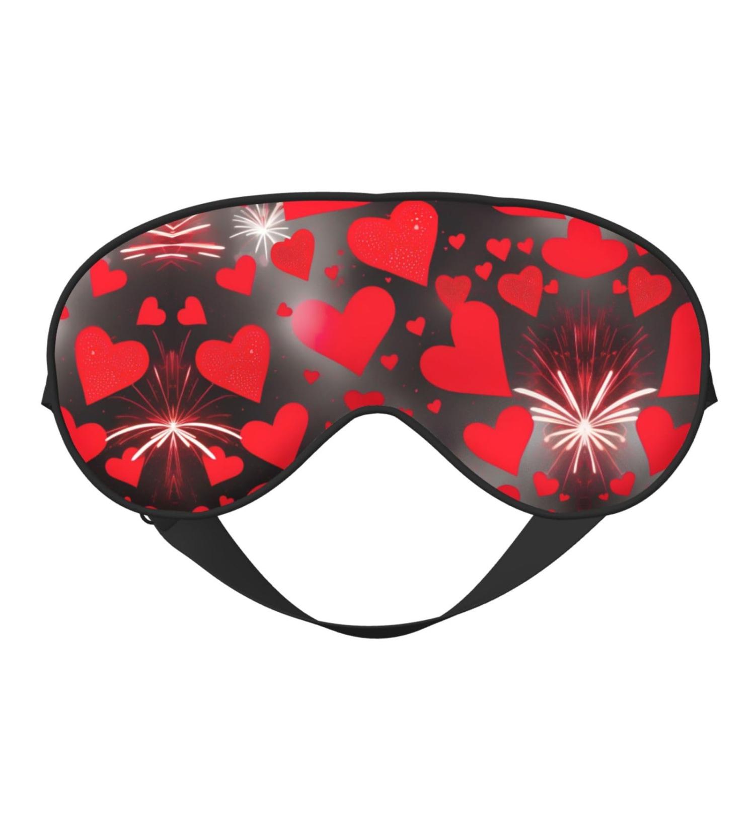 Buy Red Hearts Firework Print Unisex Sleep Eye Mask | Soft Comfort Eye Shade for Travel Yoga and Shift Work International Shipping Available - Buy Online on GoSupps.com