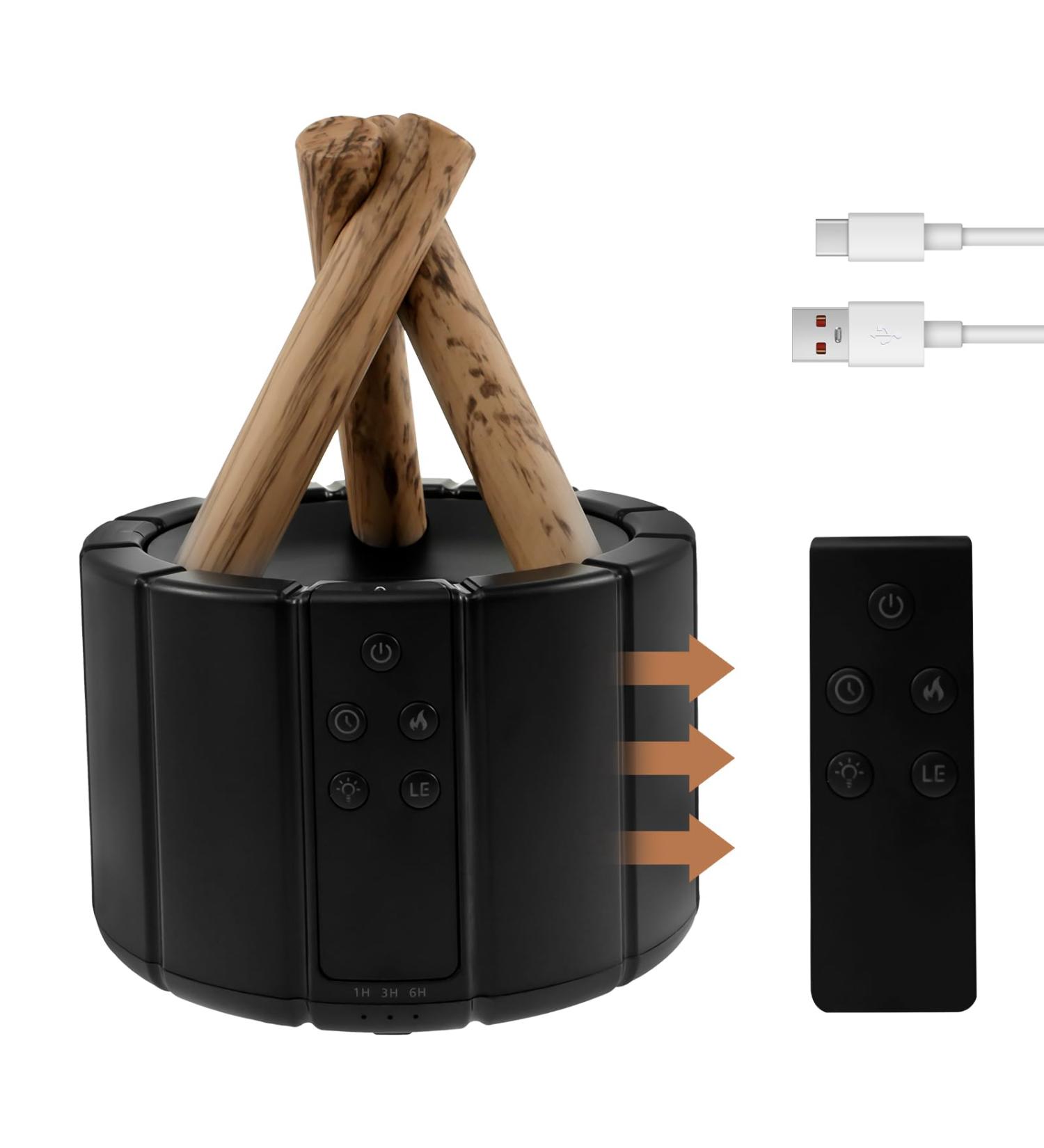 KTZCTPCA Campfire Flame Fire Diffuser Humidifier Mini Bonfire Flame Essential Oil Diffuser 250ml Aromatherapy Oil Diffuser for Home Bedroom Office Yoga Timer & Waterless Auto Shut-Off (Black) - Buy Online on GoSupps.com