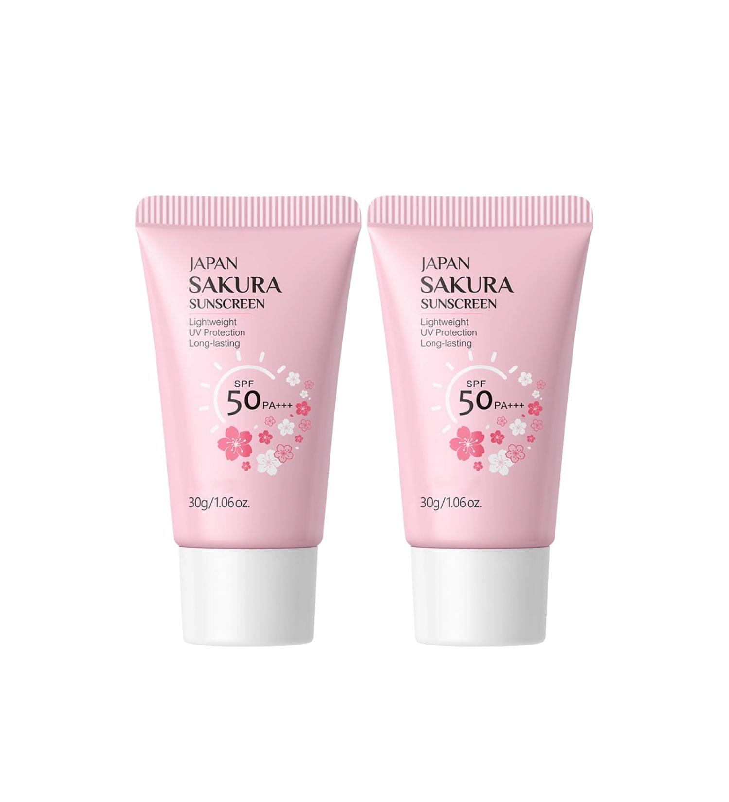 Hydrating Sunscreen SPF 50 2Packs Lightweight Hydrating JAPANESE SAKURA Face & Body Sunscreen Moisturizing Isolation Cream Non-Greasy Fast-Absorbing No White Cast - Buy Online on GoSupps.com