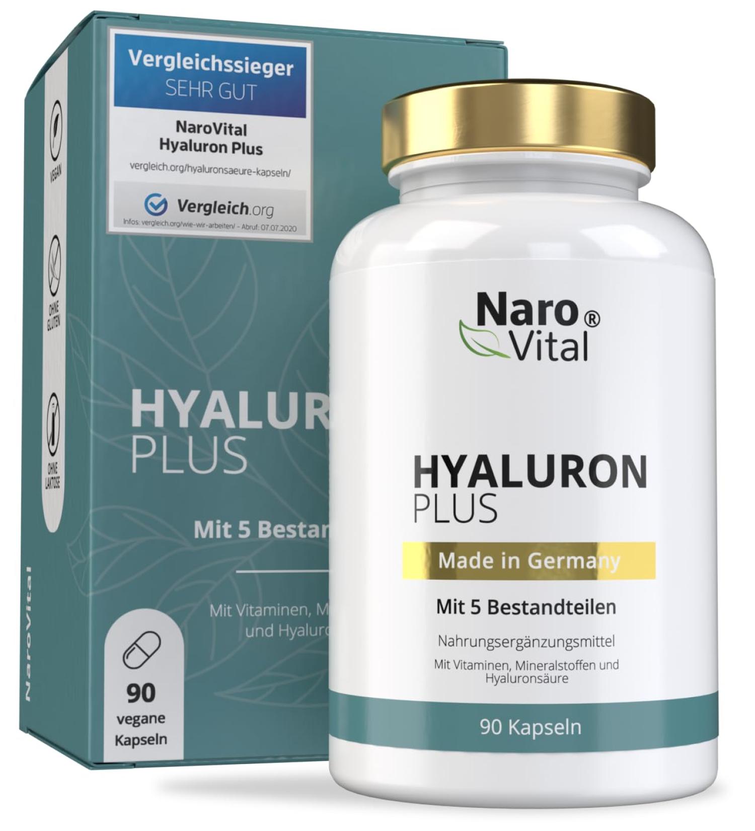 Hyaluronic Acid Capsules - 500mg Vegan - Skin Joints & Anti-Aging Support - 90 Caps (3 Month Supply) - Buy Online on GoSupps.com