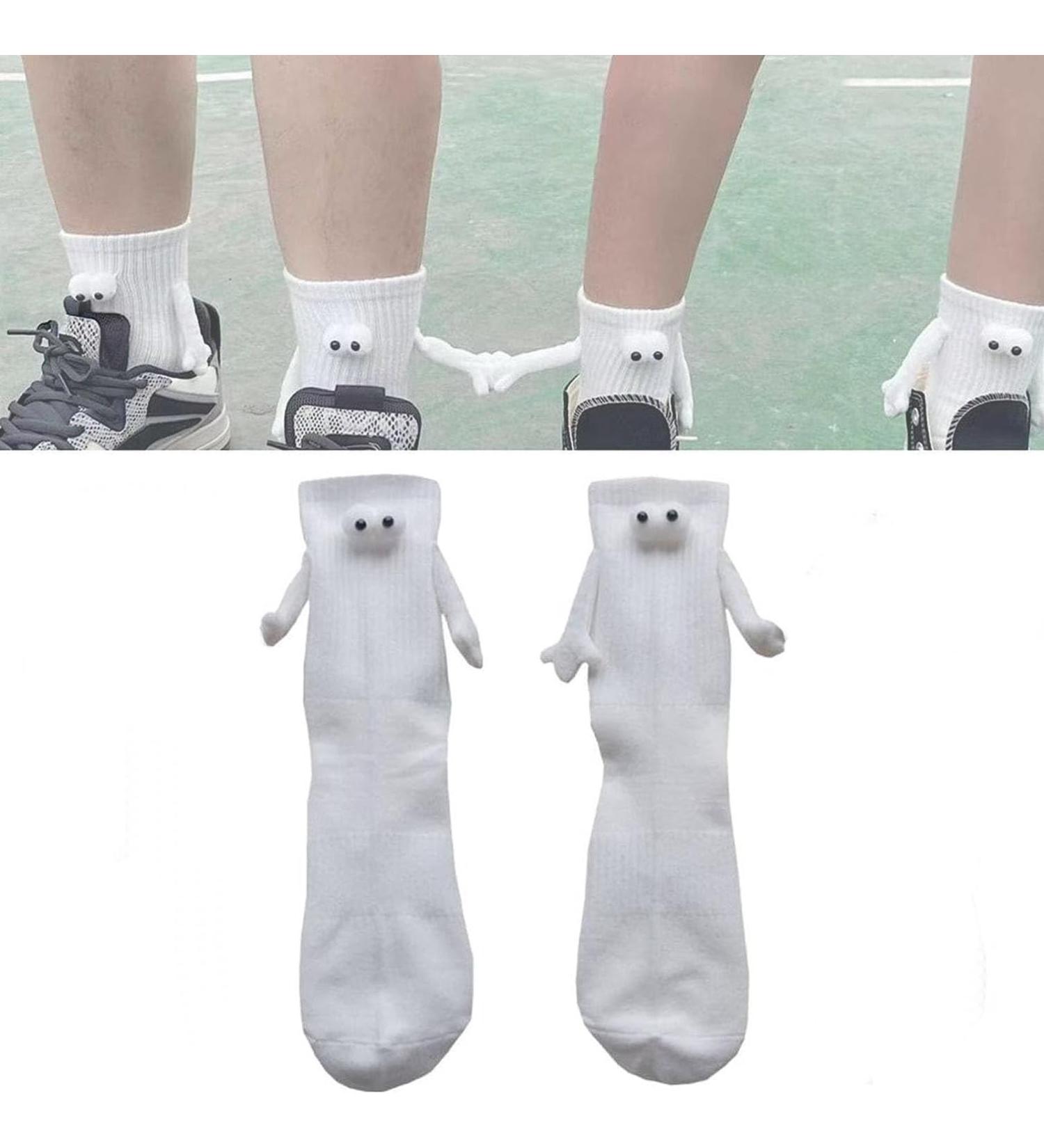 Magnetic Suction 3D Doll Couple Socks - Unique Funny Design (1 Pair, White) - Buy Online on GoSupps.com