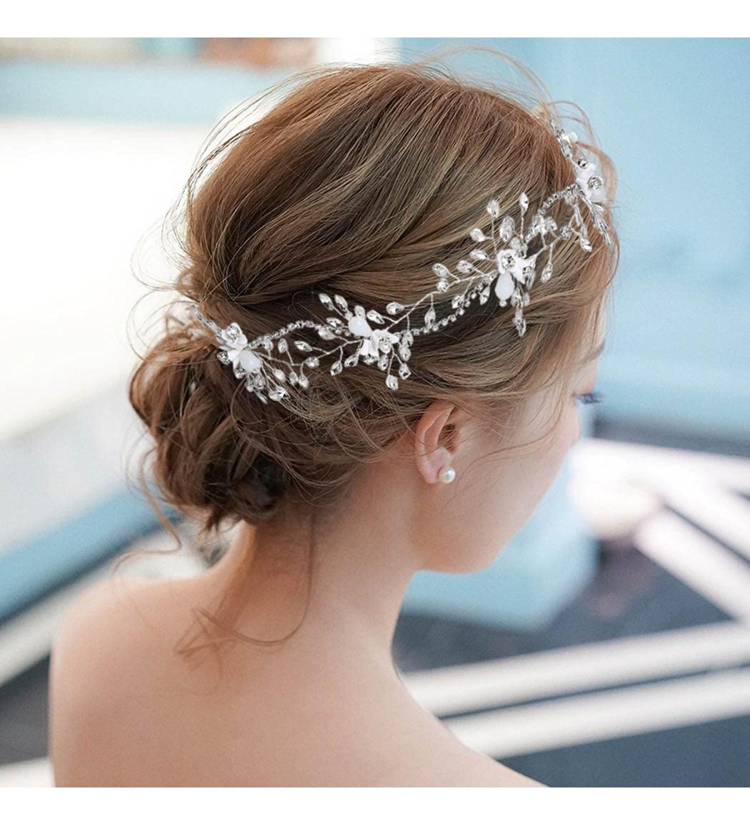 IYOU Wedding Rhinestone Hair Vine | Sparkling Crystal Silver Headband Bridal Headpiece & Flower Hair Accessories for Women & Girls - Buy Online on GoSupps.com