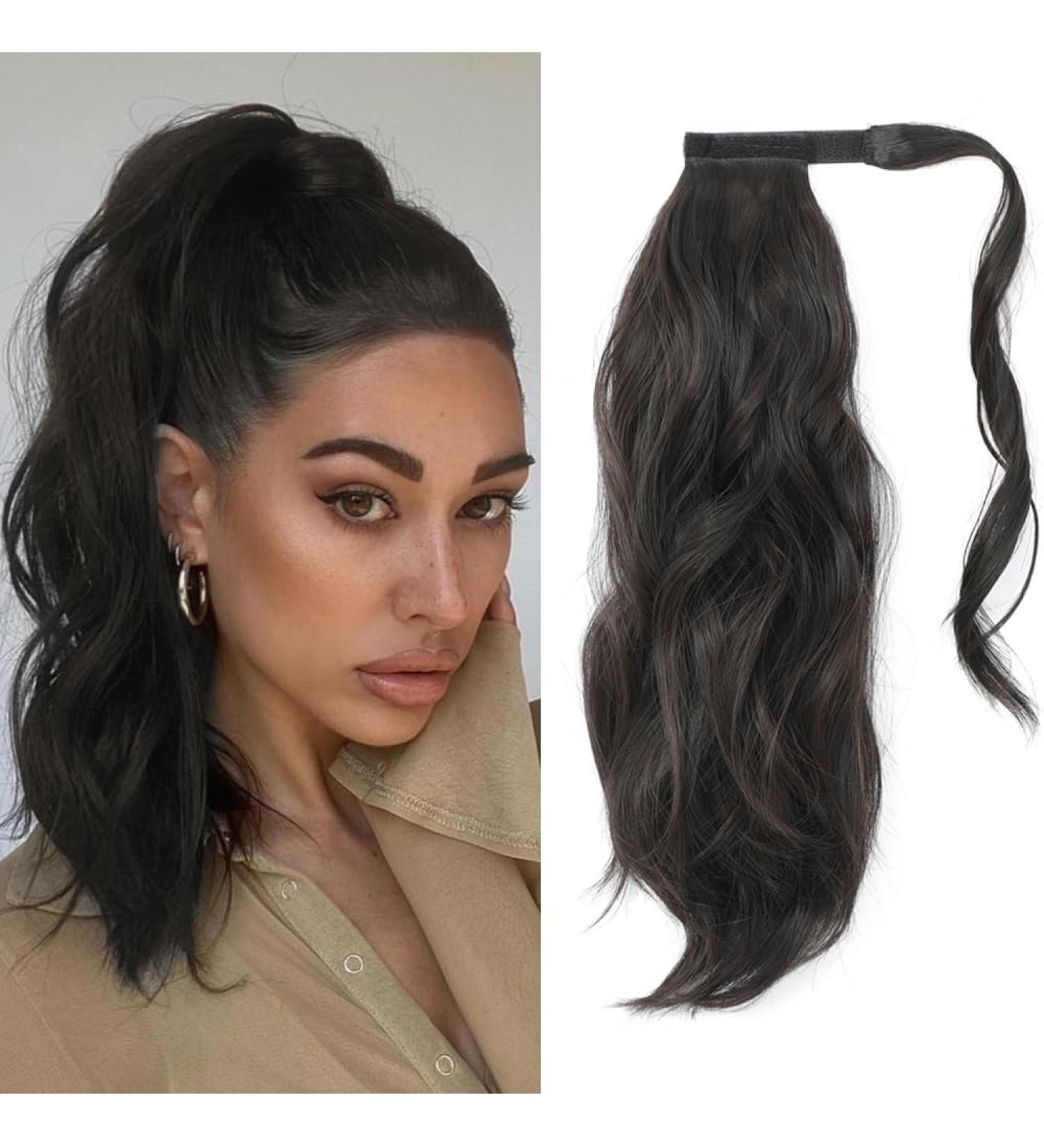 MORICHY Ponytail Extension 14Inch Synthetic Natural Wavy Ponytail Extension Hair Wrap Around Pony Tail Hair Extensions for Women Girls Black Brown Color (Brown Black) 14Inch Black Brown - Buy Online on GoSupps.com